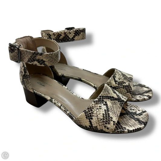 Sandals Heels Block By Clarks In Snakeskin Print, Size: 7.5