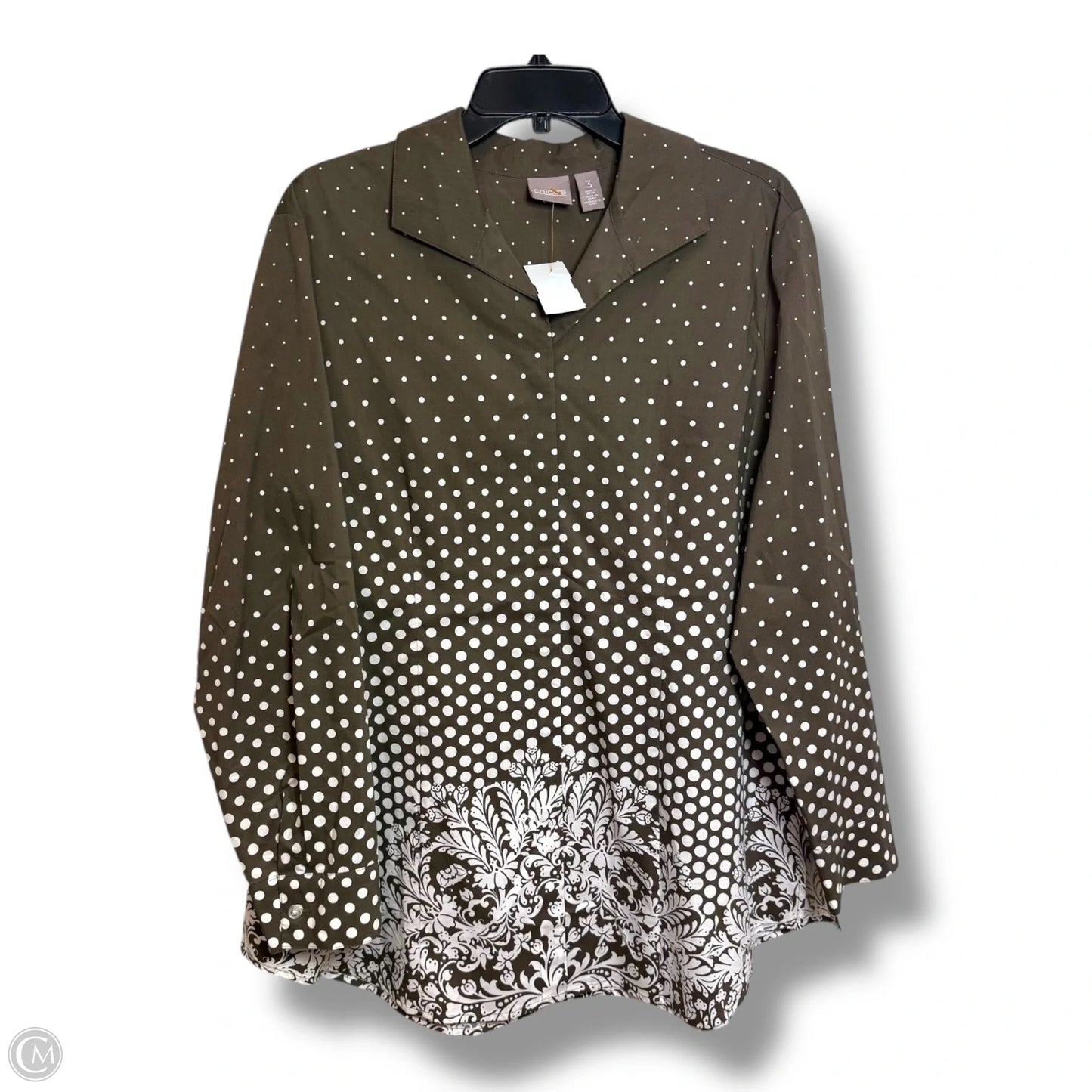 Top 3/4 Sleeve By Chicos In Polkadot Pattern, Size: Xl
