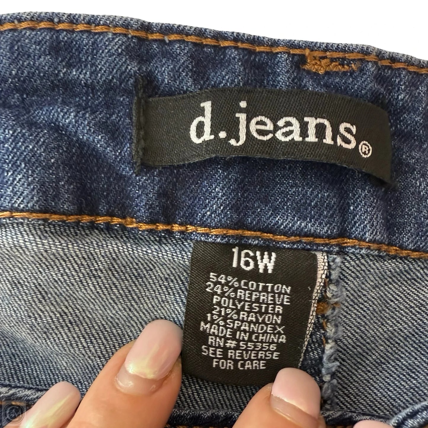 Jeans Cropped By D Jeans In Blue Denim, Size: 16