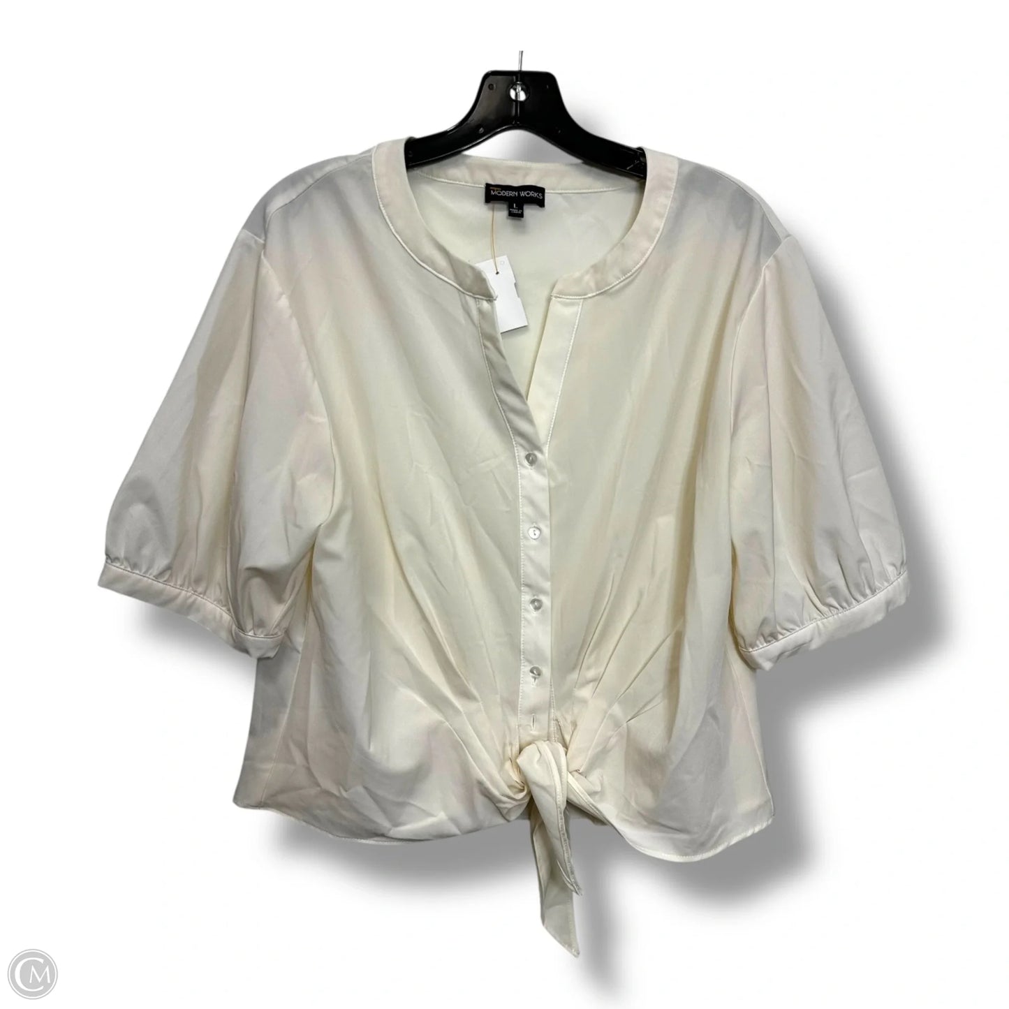 Top Short Sleeve By Modern Works In Ivory, Size: L