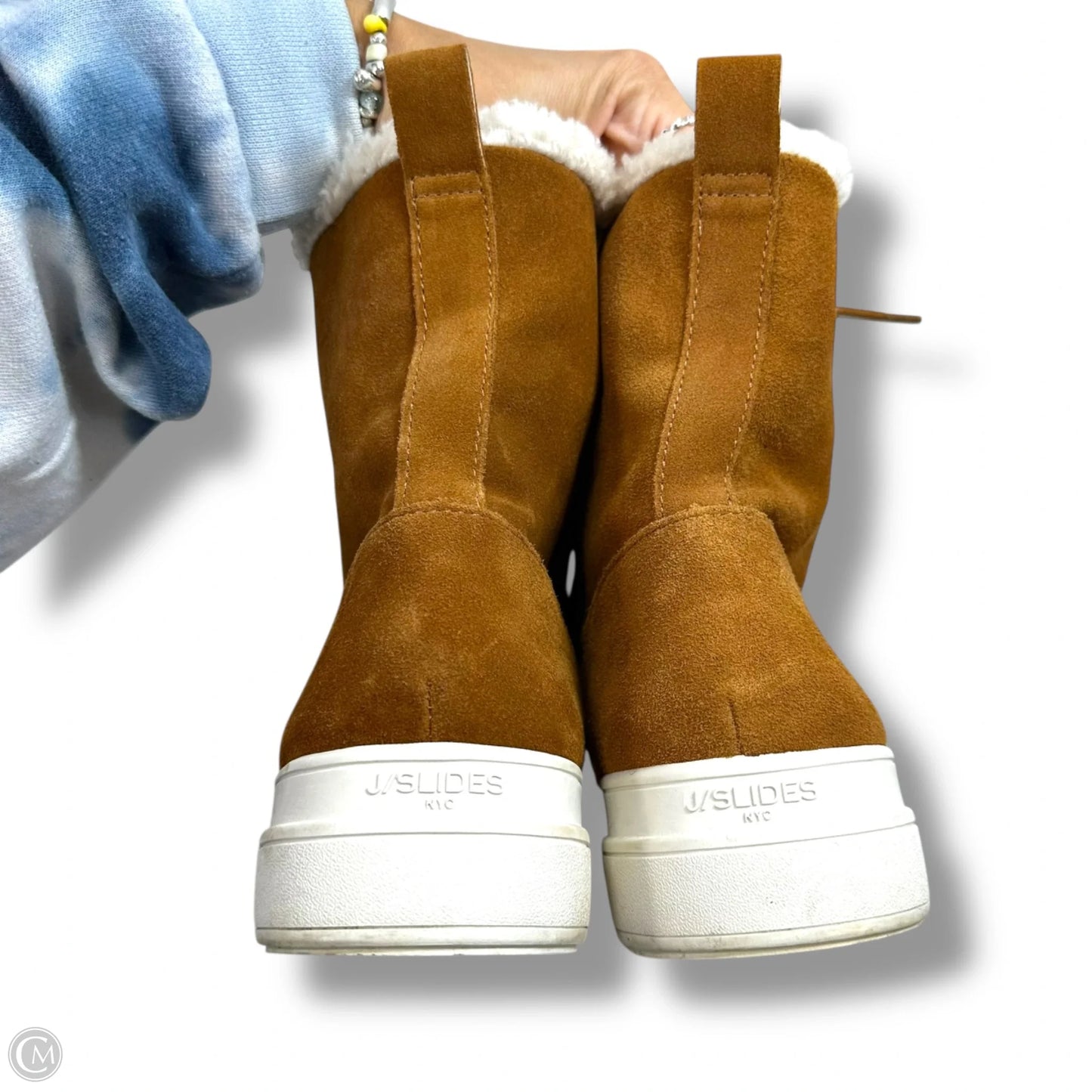 Boots Ankle Flats By J Slides In Tan, Size: 10