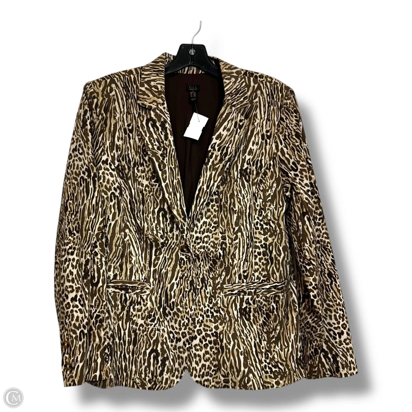 Blazer By Clothes Mentor In Animal Print, Size: 14