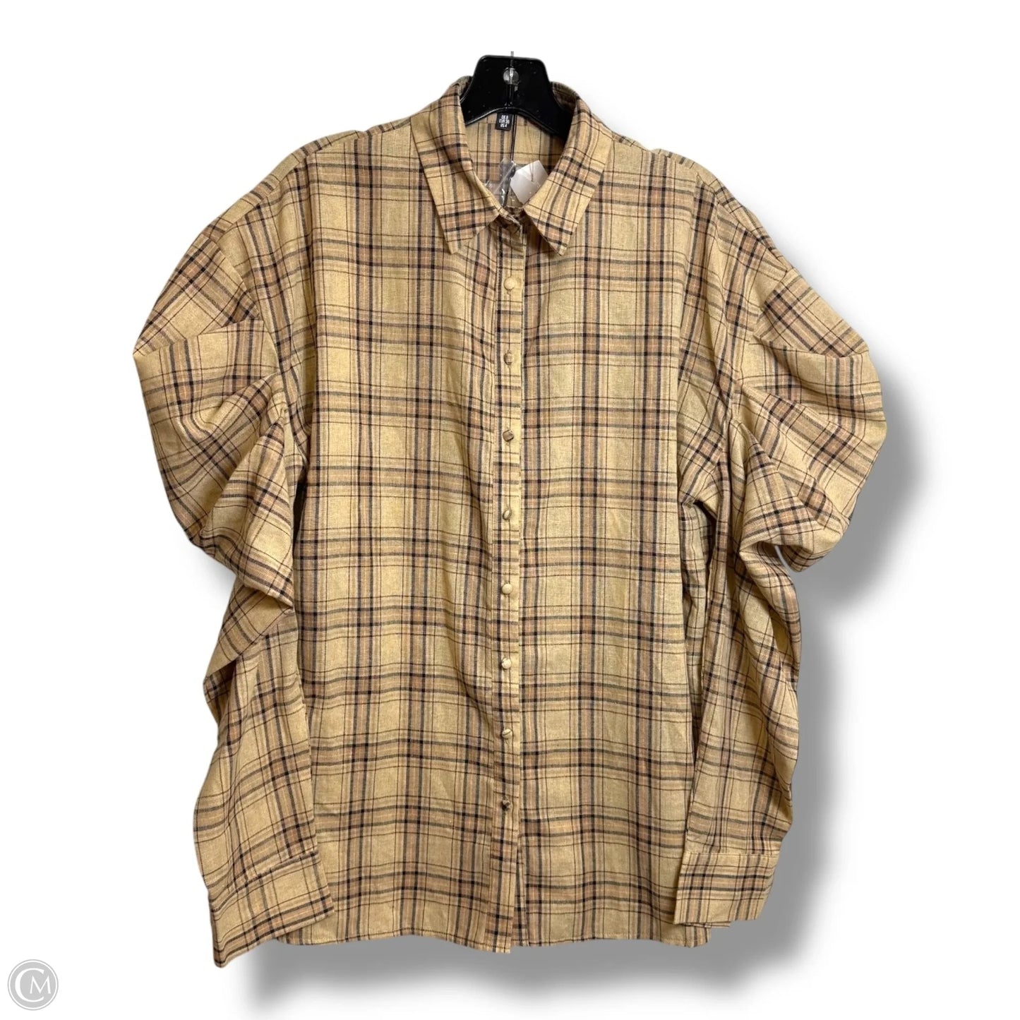 Top Long Sleeve By Cme In Plaid Pattern, Size: S