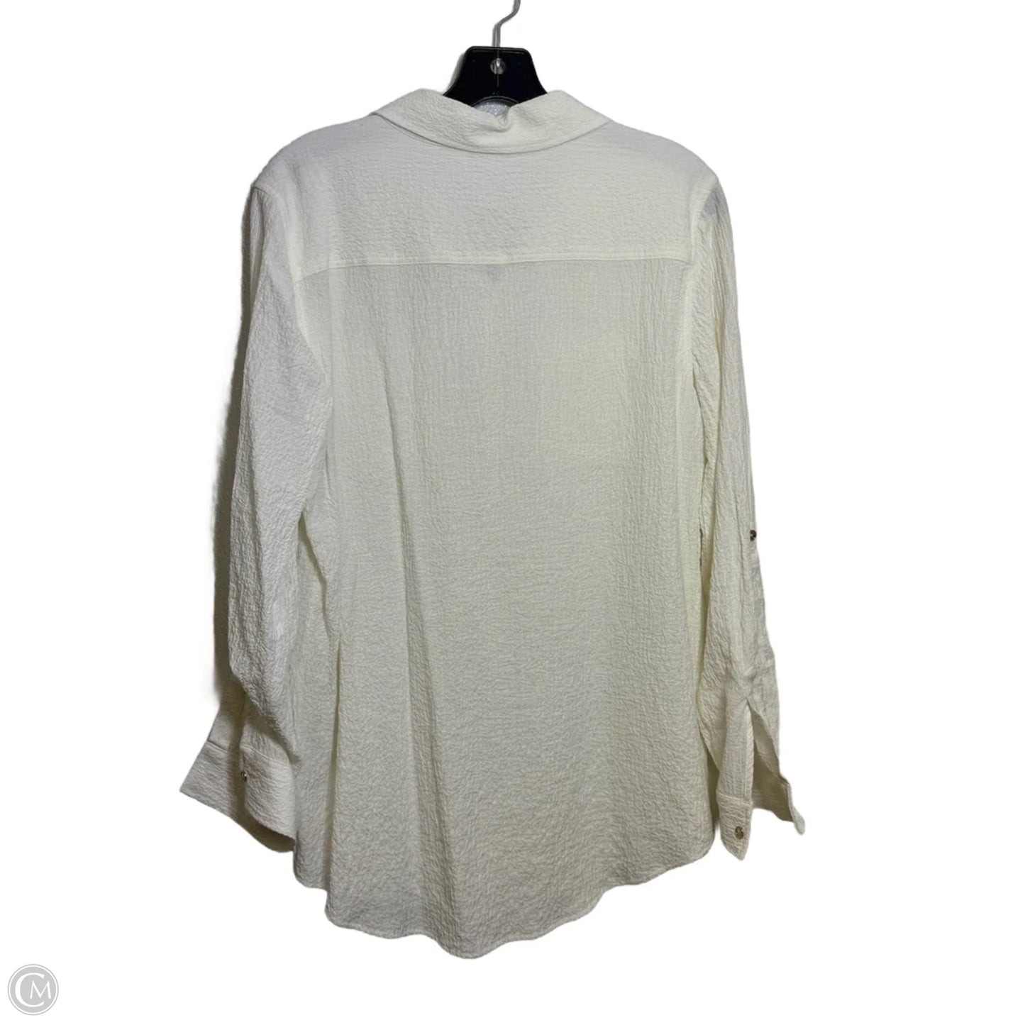 Top Long Sleeve By Calvin Klein In White, Size: Medium