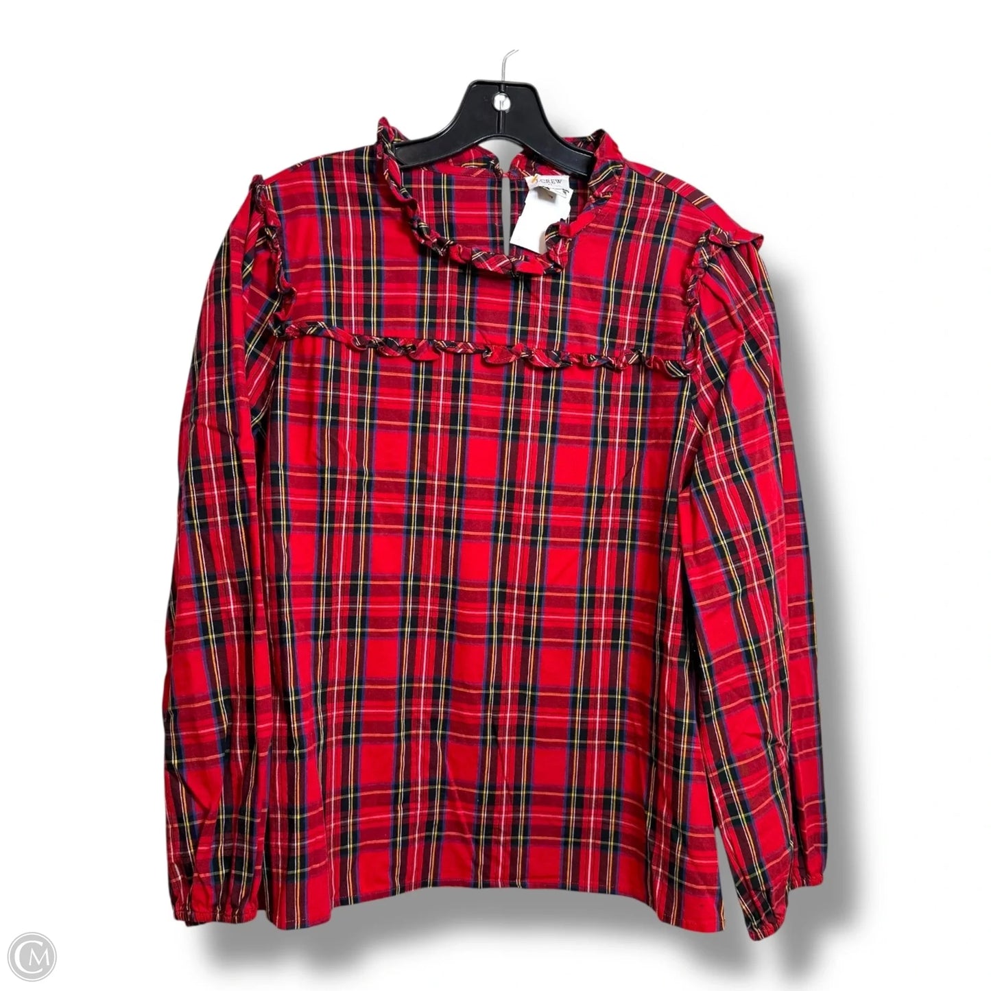 Top Long Sleeve By J. Crew In Plaid Pattern, Size: L