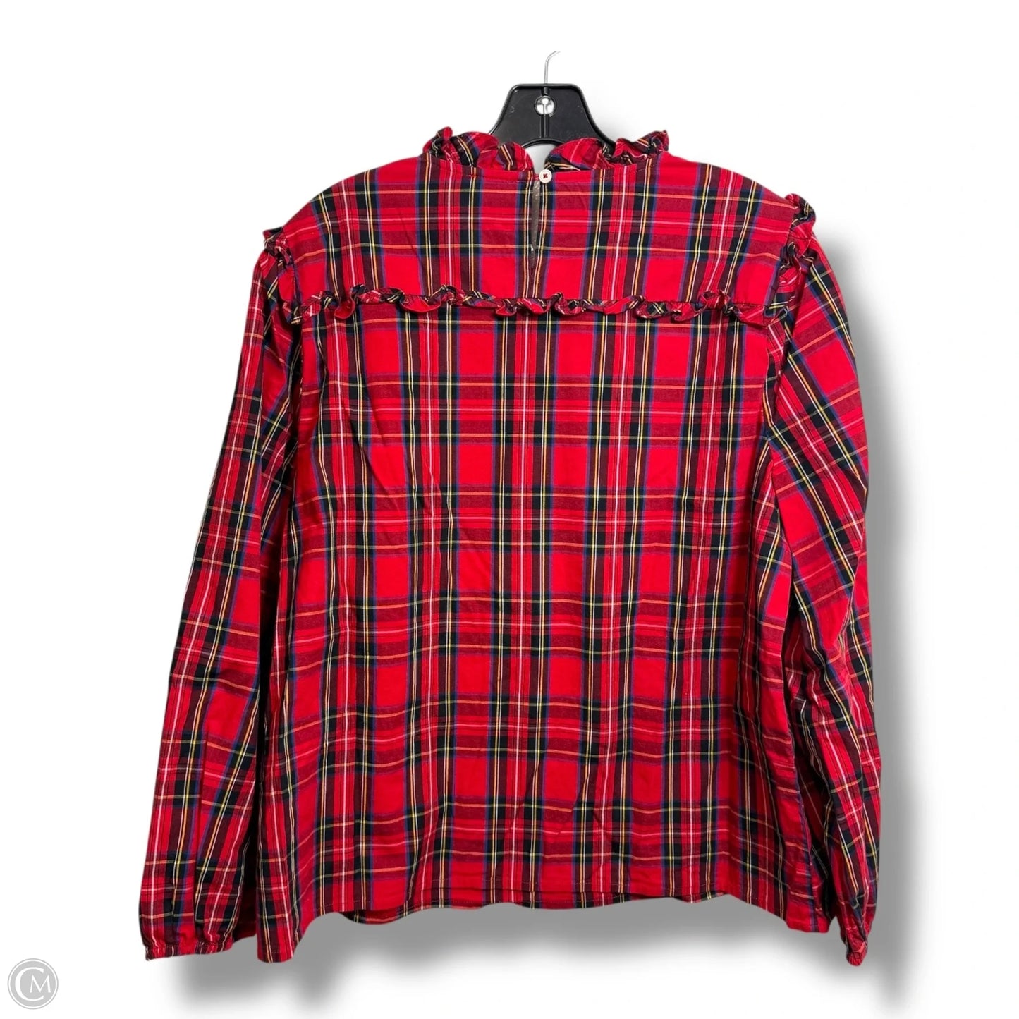 Top Long Sleeve By J. Crew In Plaid Pattern, Size: L