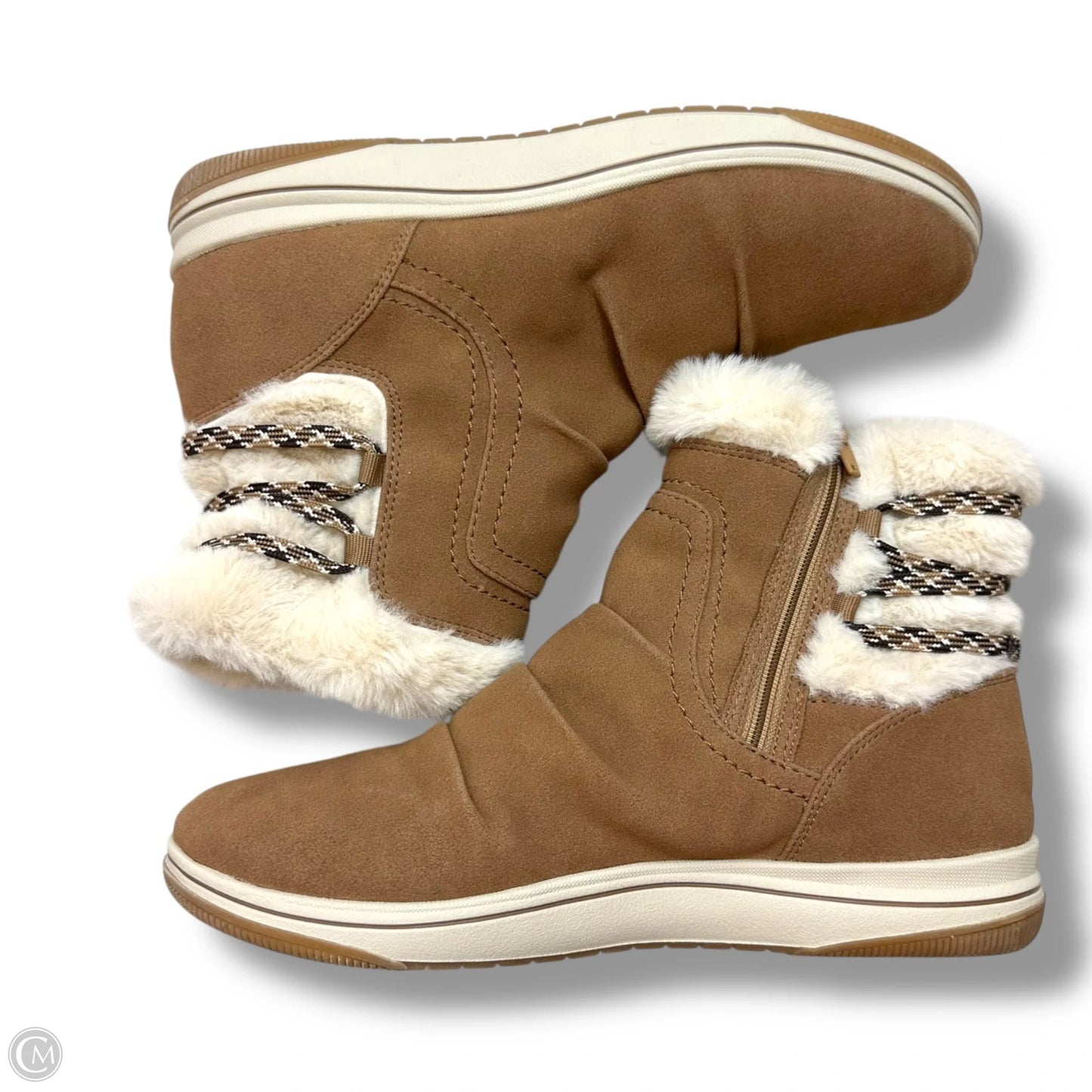 Boots Ankle Flats By Clarks In Tan, Size: 10