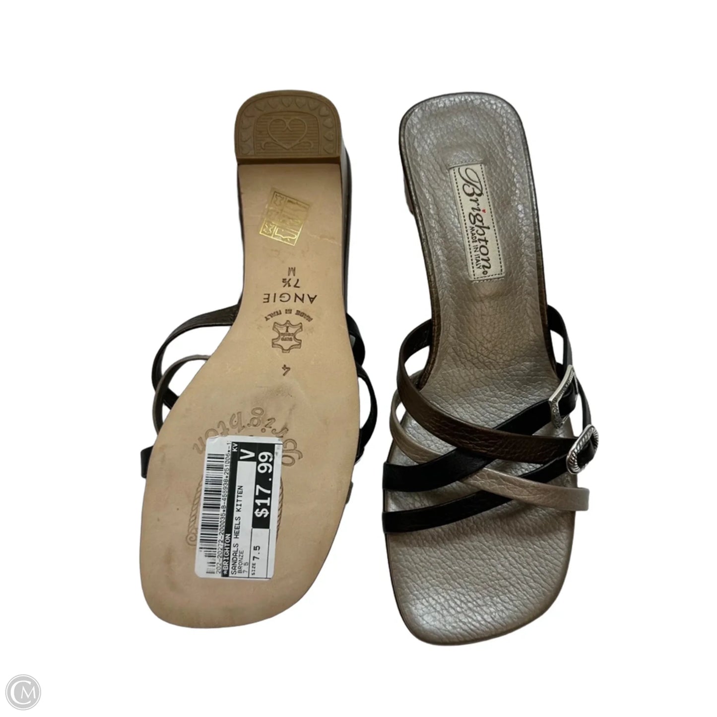 Sandals Heels Kitten By Brighton In Bronze, Size: 7.5