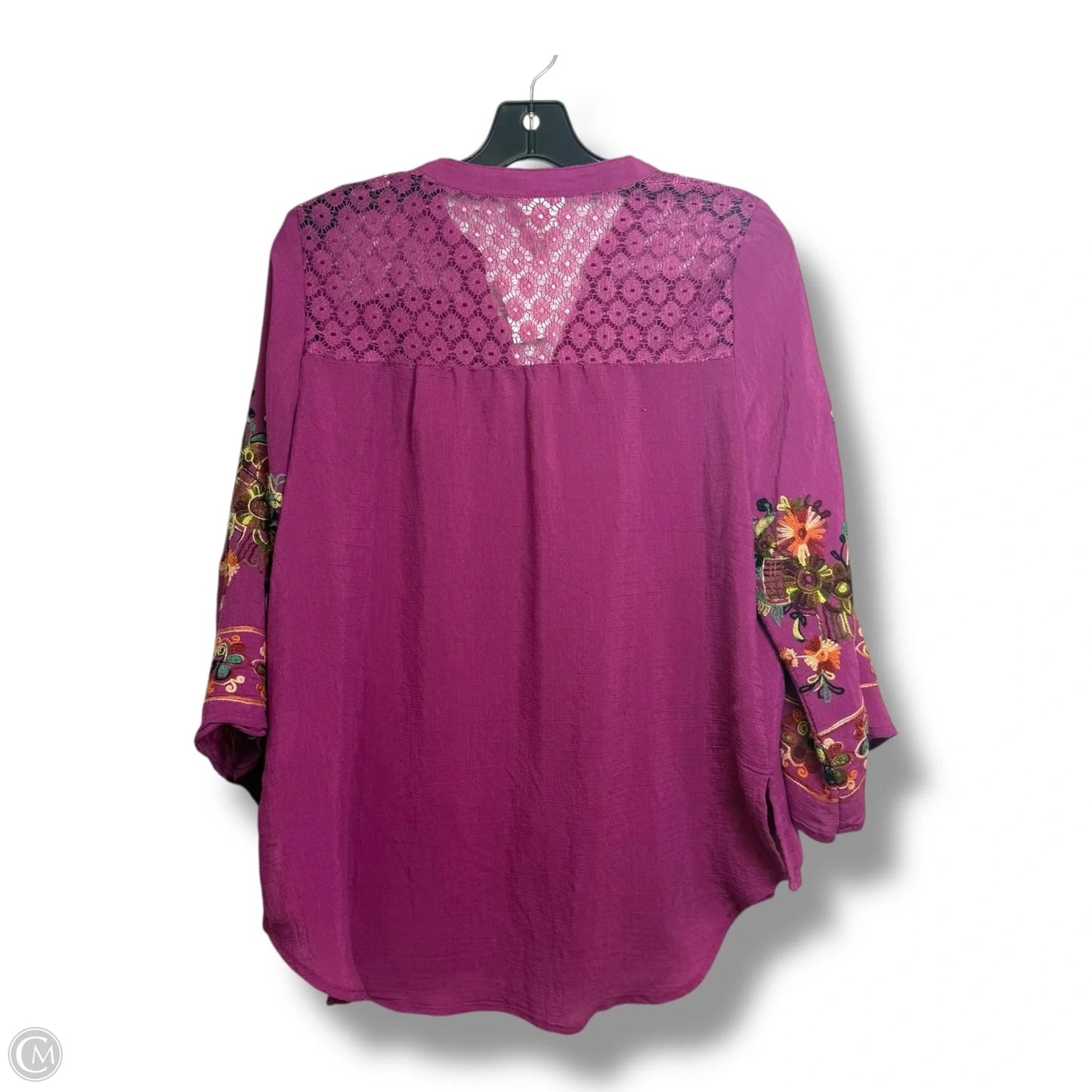 Top 3/4 Sleeve By Cme In Purple, Size: M