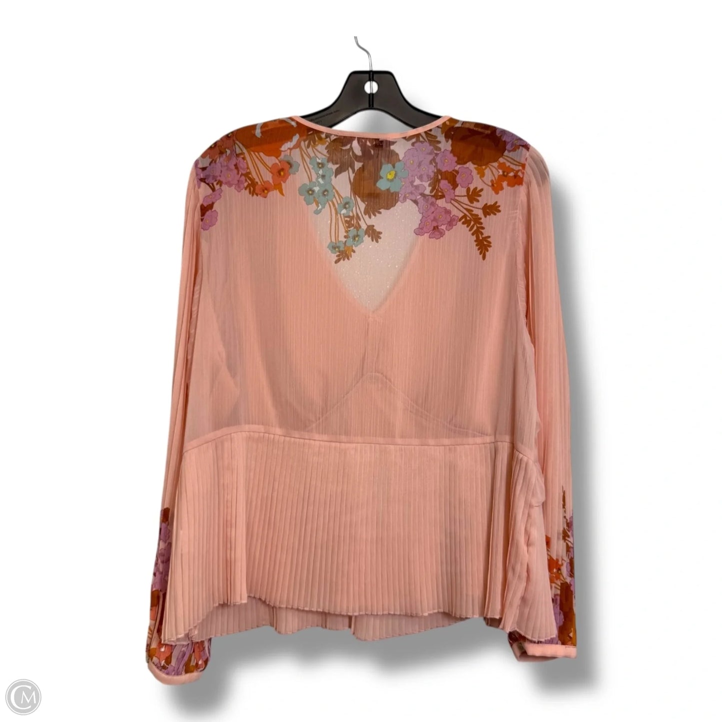 Top Long Sleeve By Dr2 In Peach, Size: L