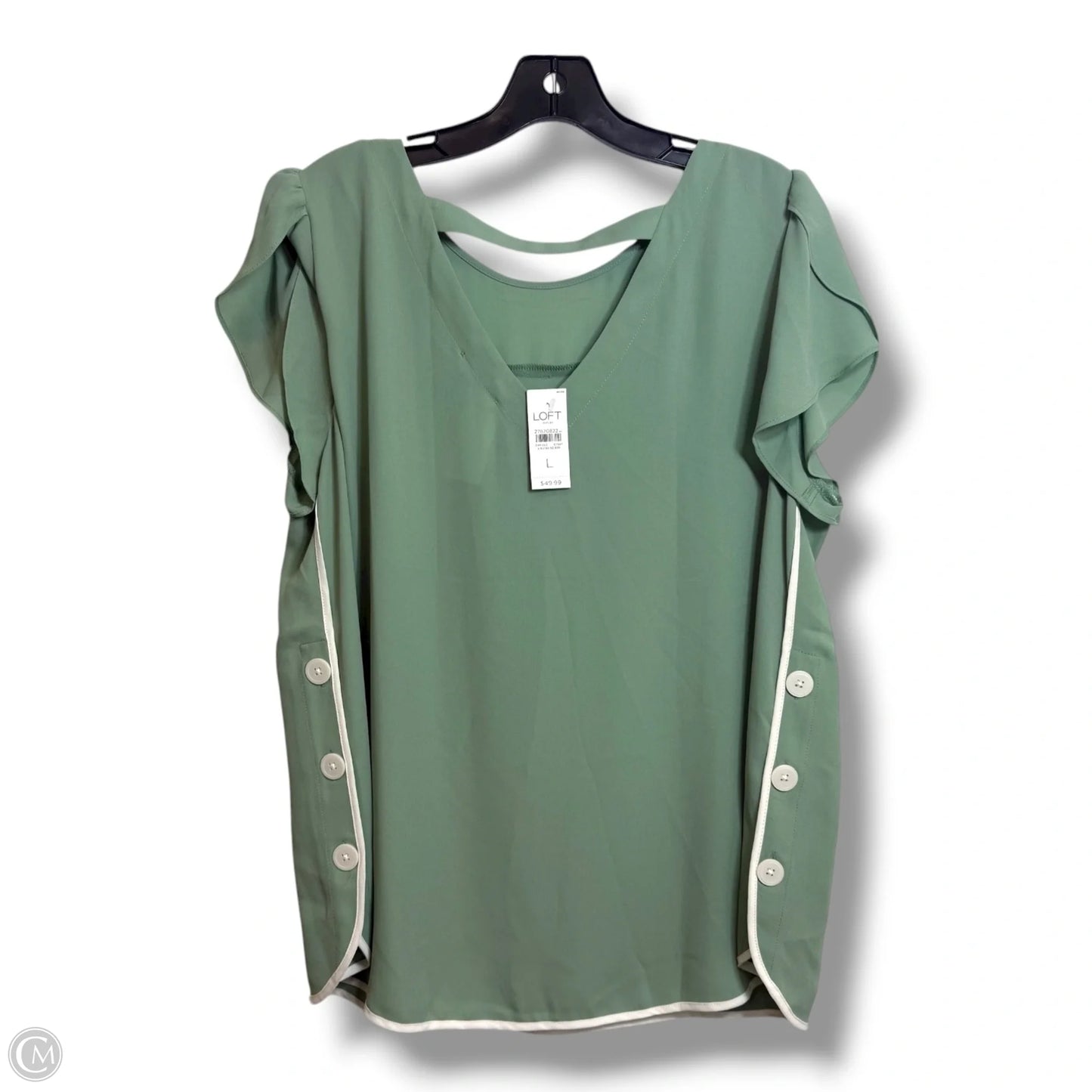 Top Short Sleeve By Loft In Green, Size: L