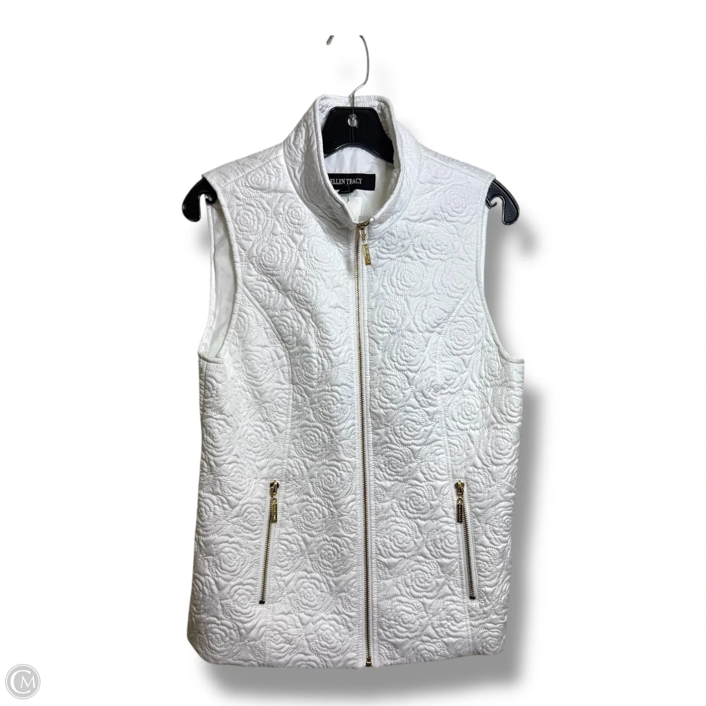 Vest Puffer & Quilted By Ellen Tracy In White, Size: S
