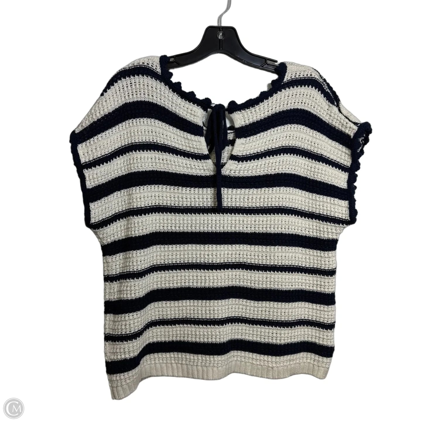Sweater Short Sleeve By Blu Pepper In Striped Pattern, Size: L