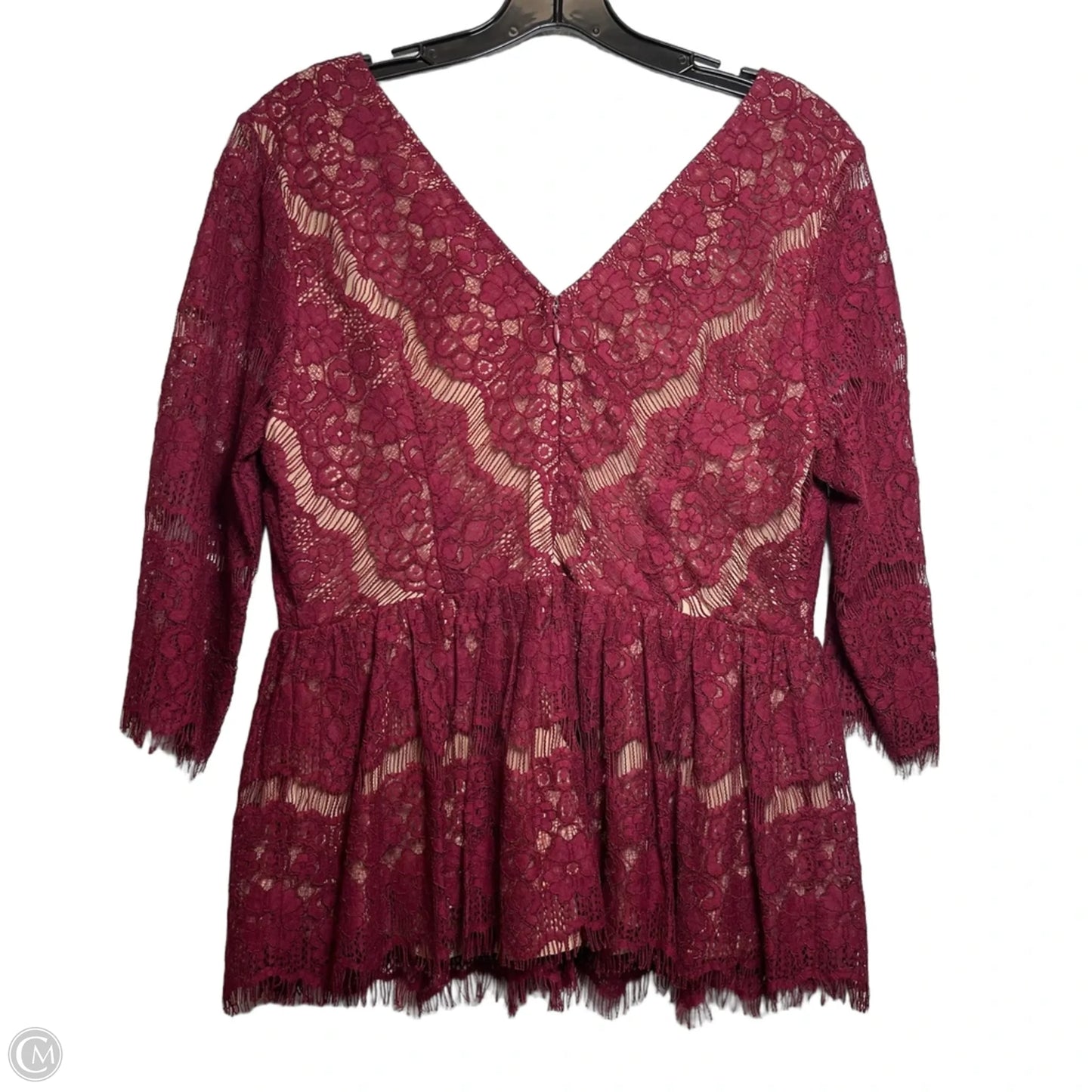 Top 3/4 Sleeve By Maeve In Maroon, Size: L
