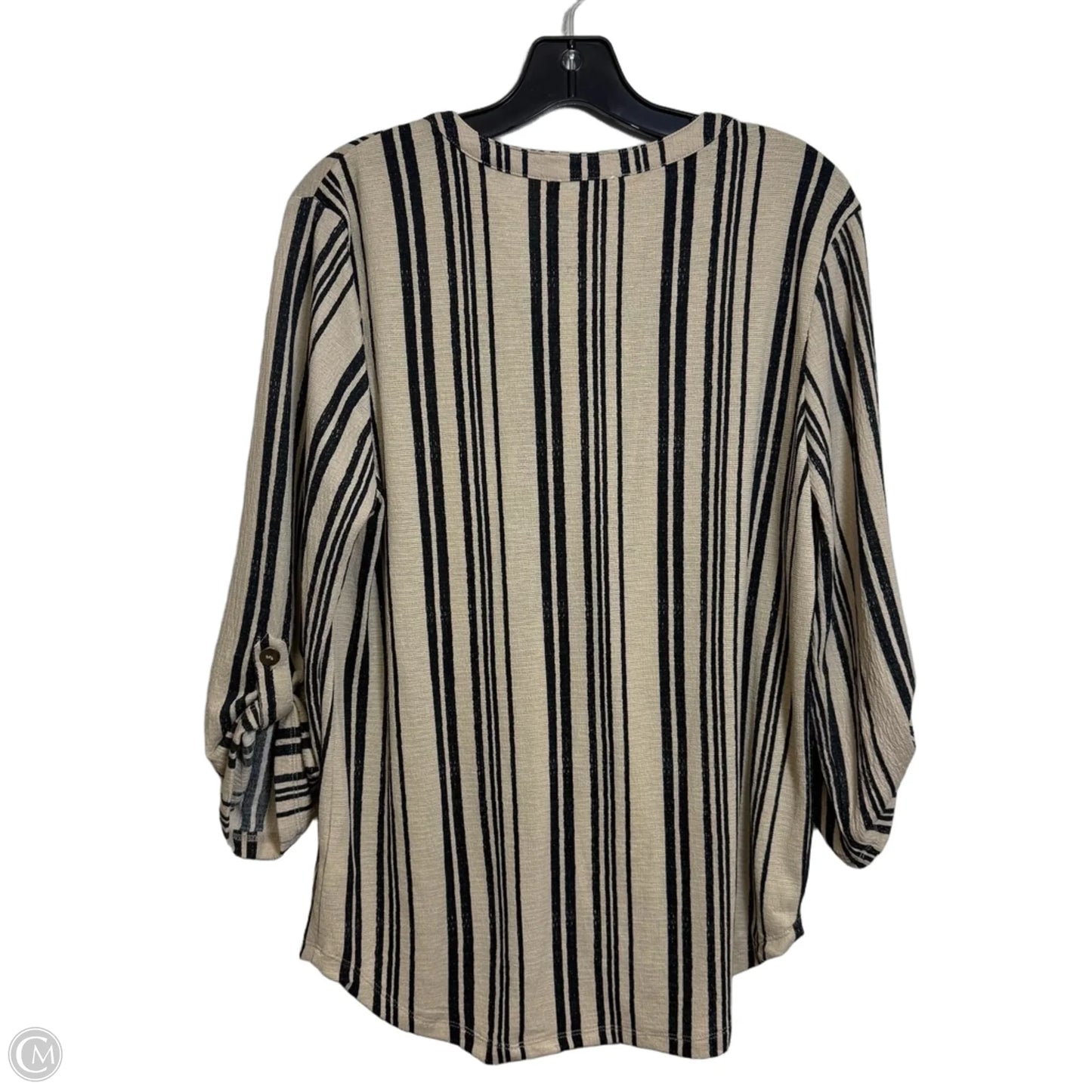 Top 3/4 Sleeve By Como Blu In Striped Pattern, Size: M