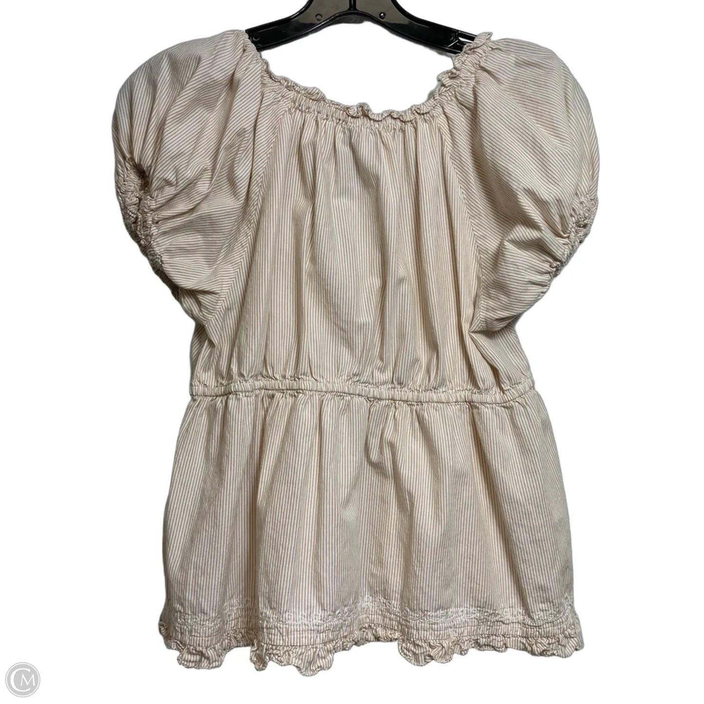 Top Short Sleeve By Anthropologie In Tan, Size: S