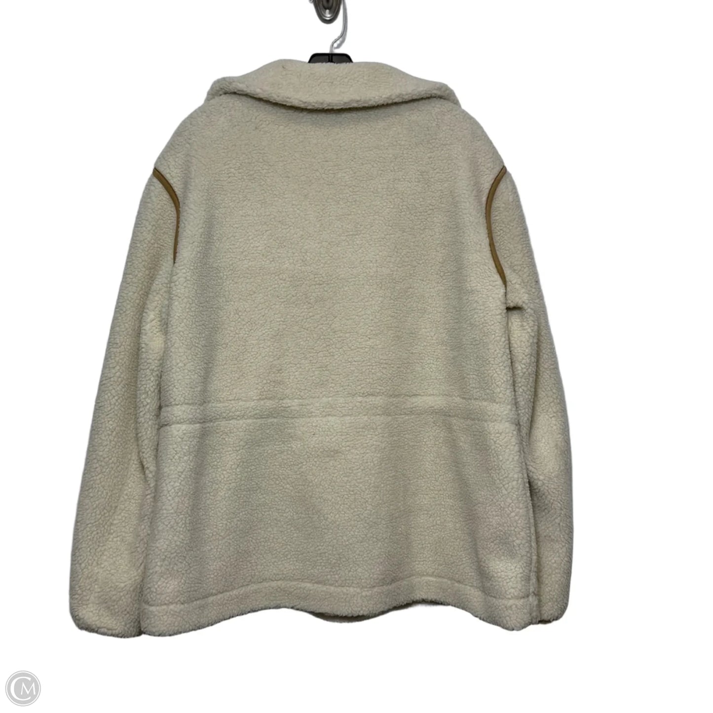 Sherpa Half Zip Jacket Designer By Coach In Cream, Size: L