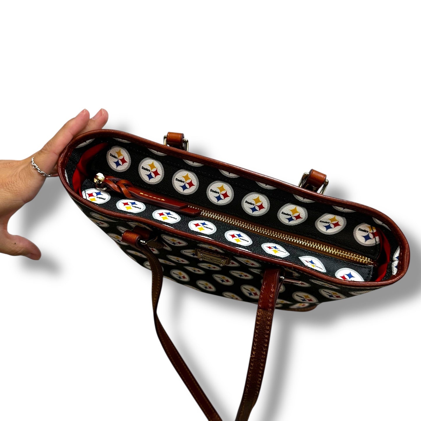 Pittsburgh Steelers football Handbag Designer By Dooney And Bourke, Size: Medium