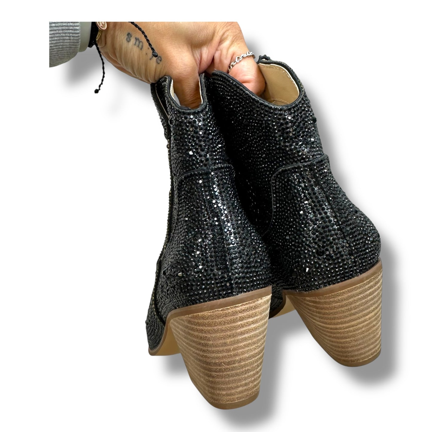 Boots Ankle Heels By Clothes Mentor In Black, Size: 8