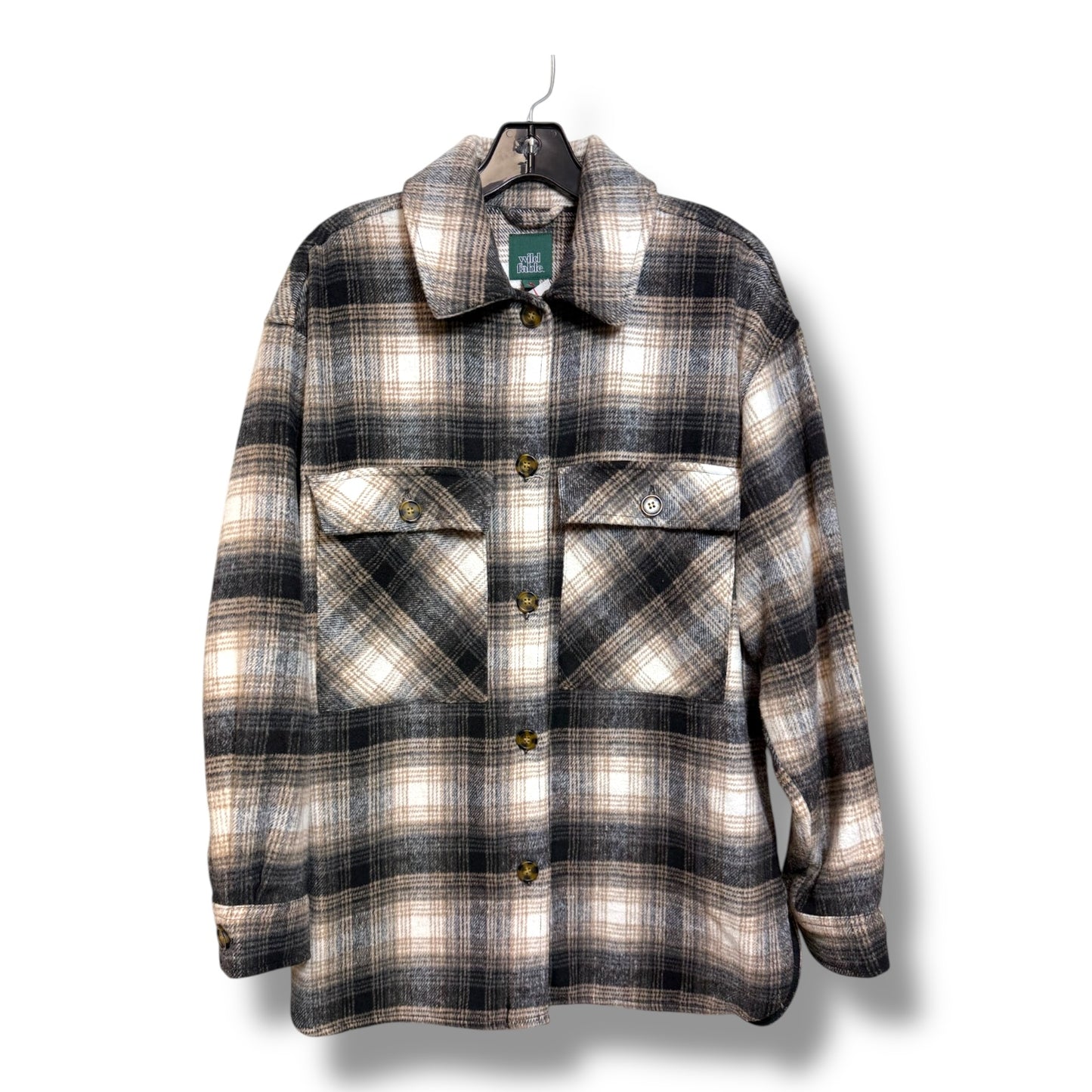 Jacket Shirt By Wild Fable In Plaid Pattern, Size: S