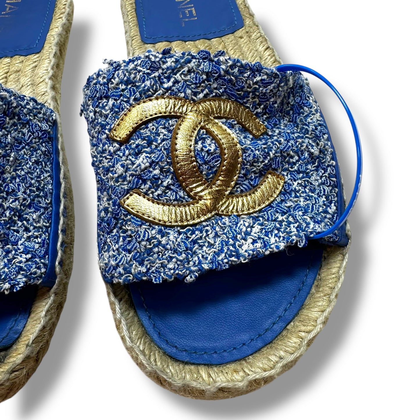 Sandals Luxury Designer By Chanel In Blue, Size: 37