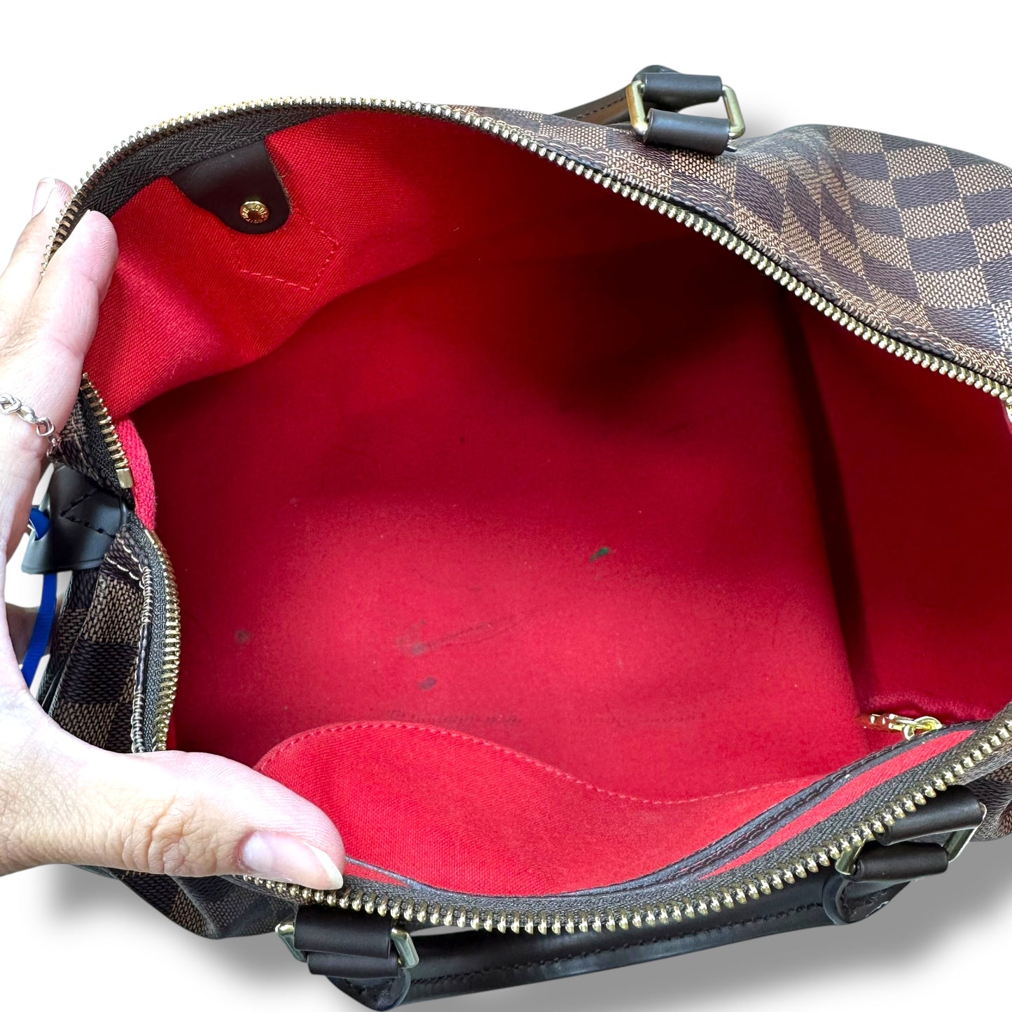Speedy 35 Handbag Luxury Designer By Louis Vuitton, Size: Medium