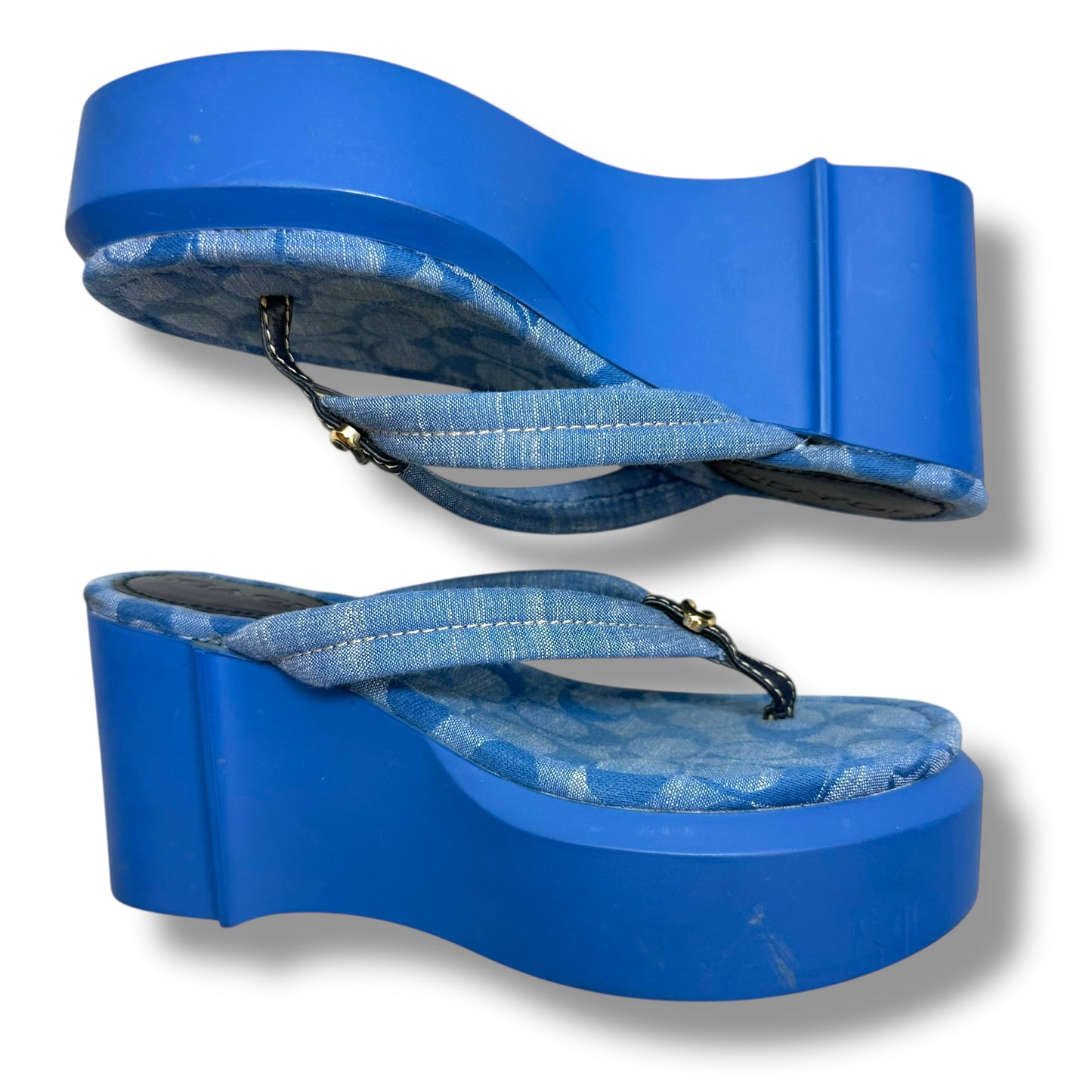 Franki Flip Flop platform Sandals Designer By Coach In Blue, Size: 6
