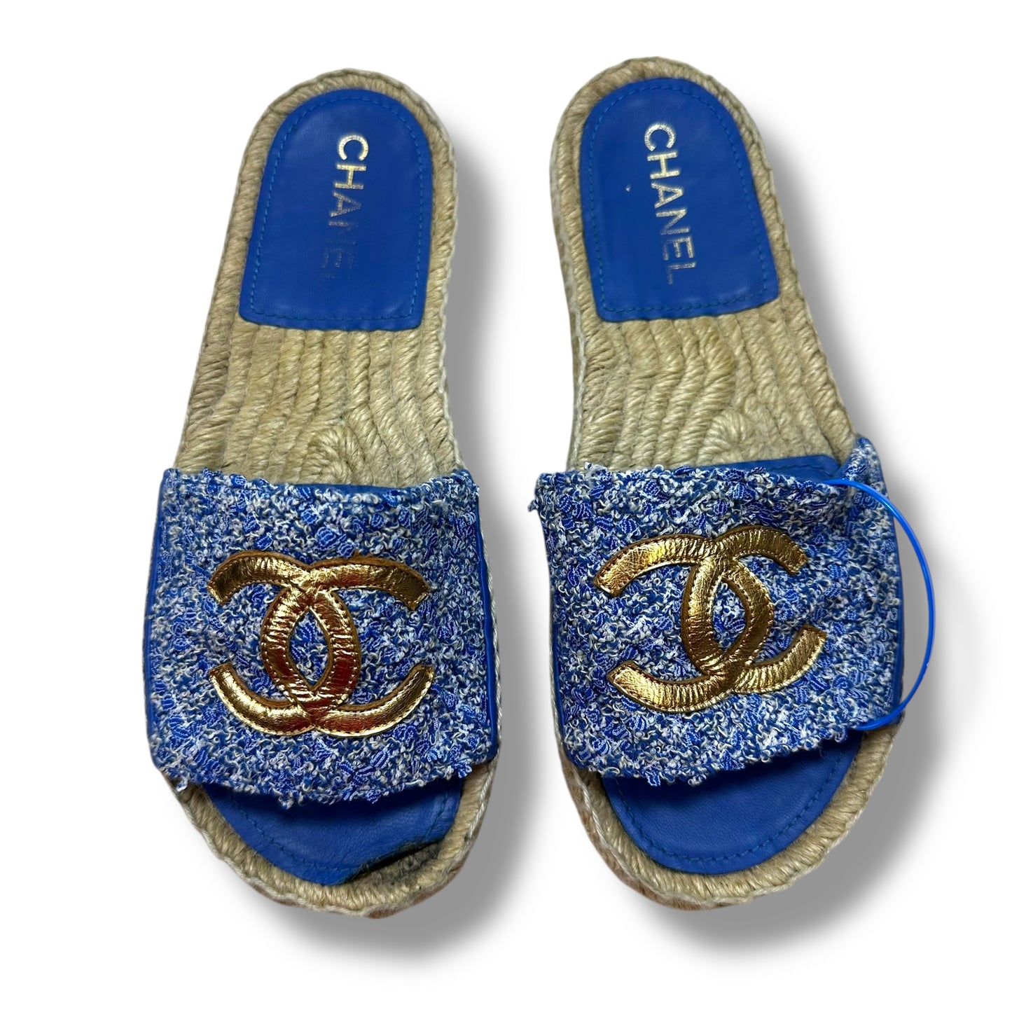 Sandals Luxury Designer By Chanel In Blue, Size: 37