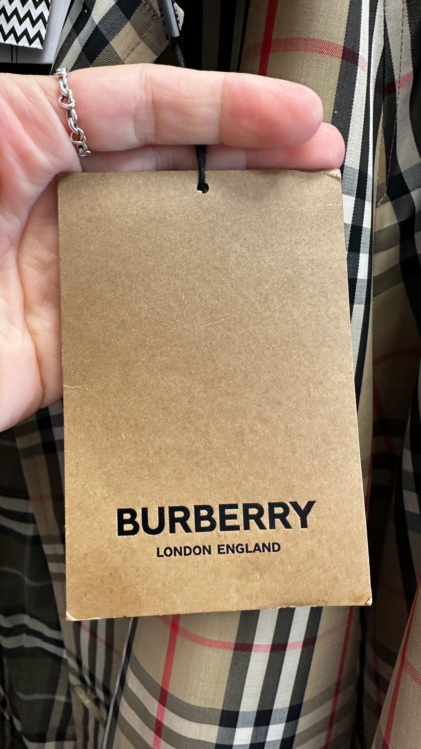 Jacket Luxury Designer By Burberry In Plaid Pattern, Size: 12