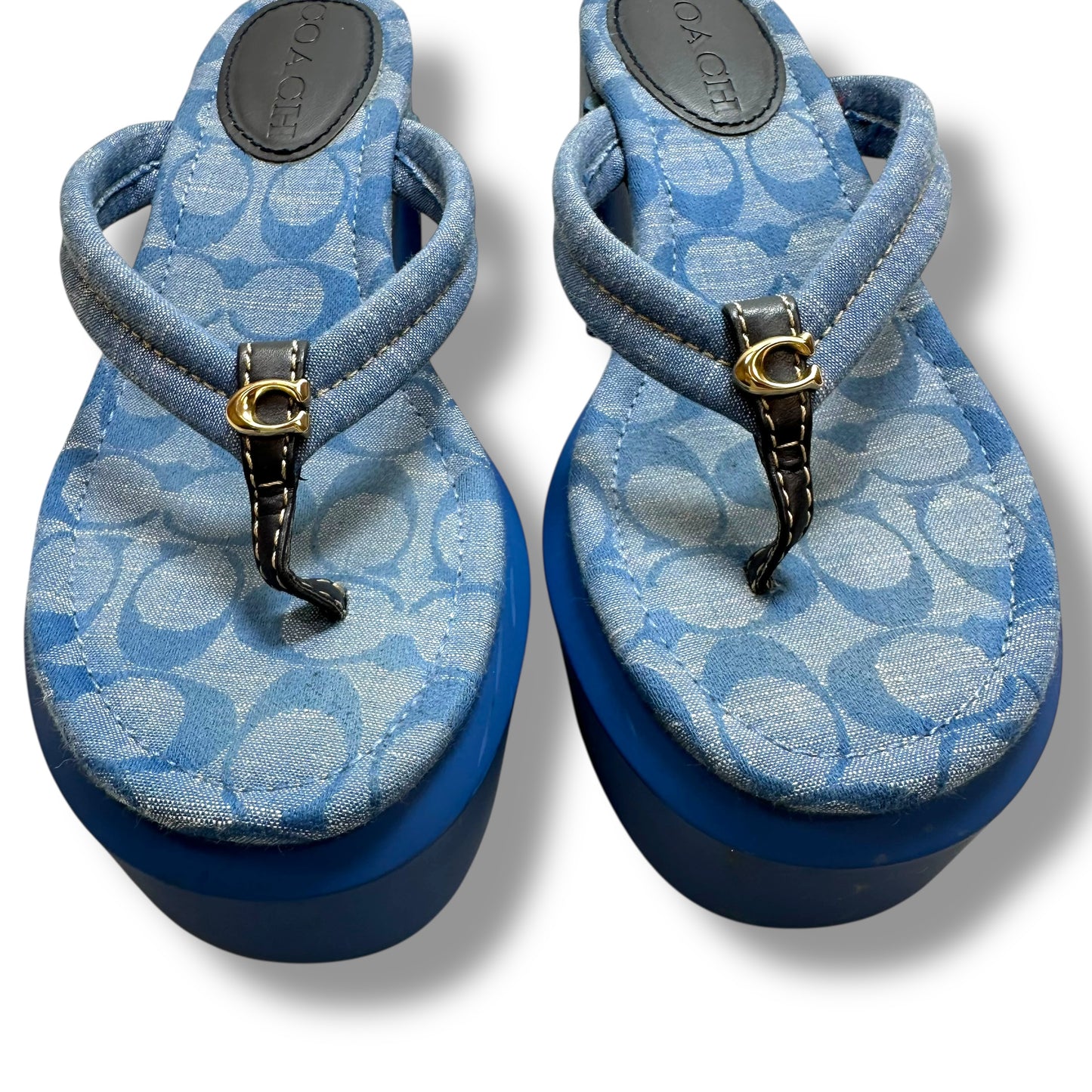 Franki Flip Flop platform Sandals Designer By Coach In Blue, Size: 6