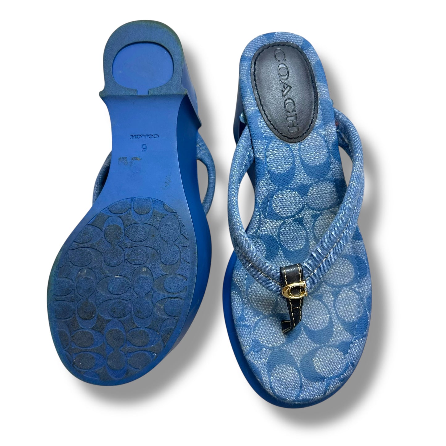 Franki Flip Flop platform Sandals Designer By Coach In Blue, Size: 6