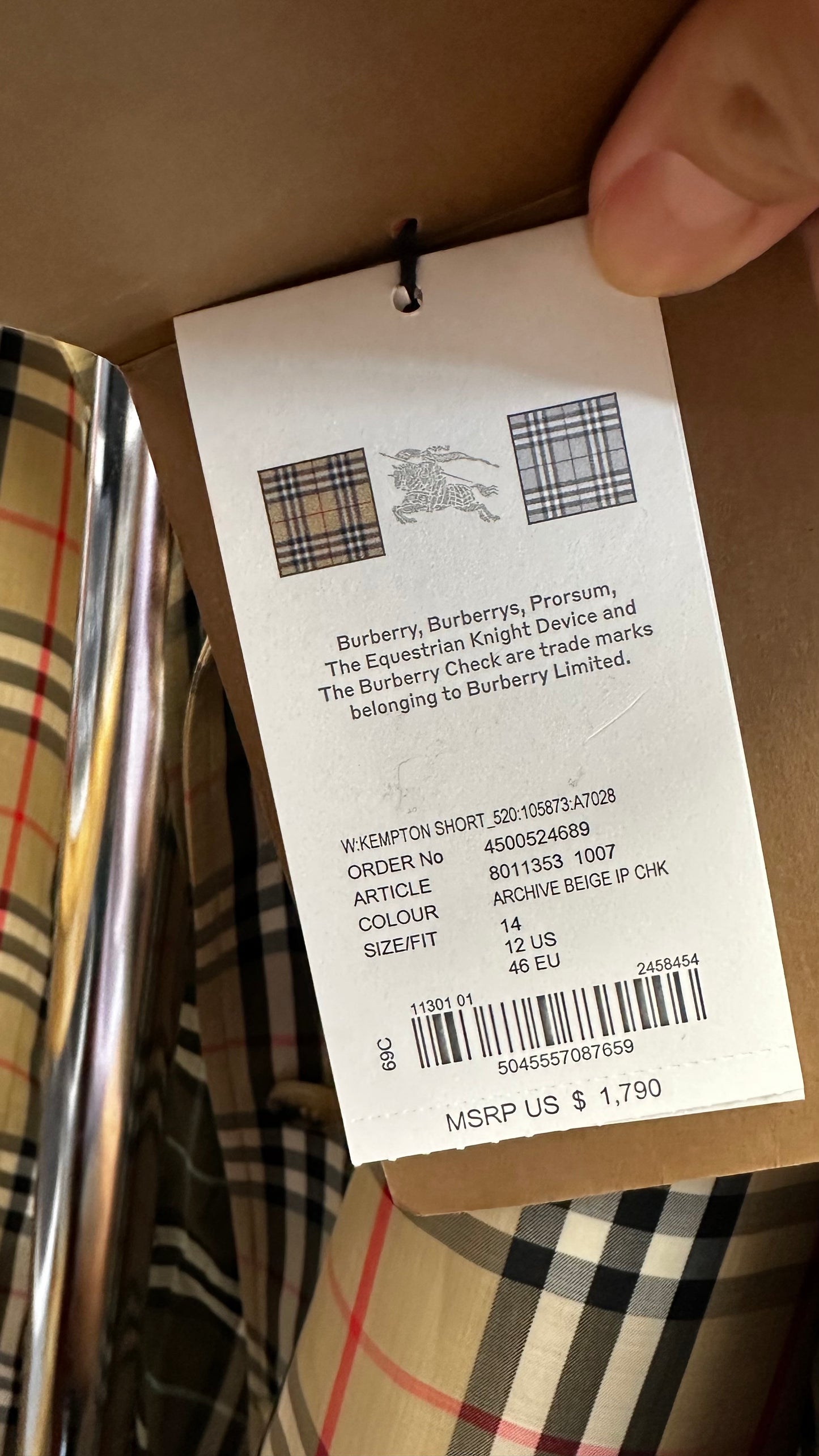 Jacket Luxury Designer By Burberry In Plaid Pattern, Size: 12