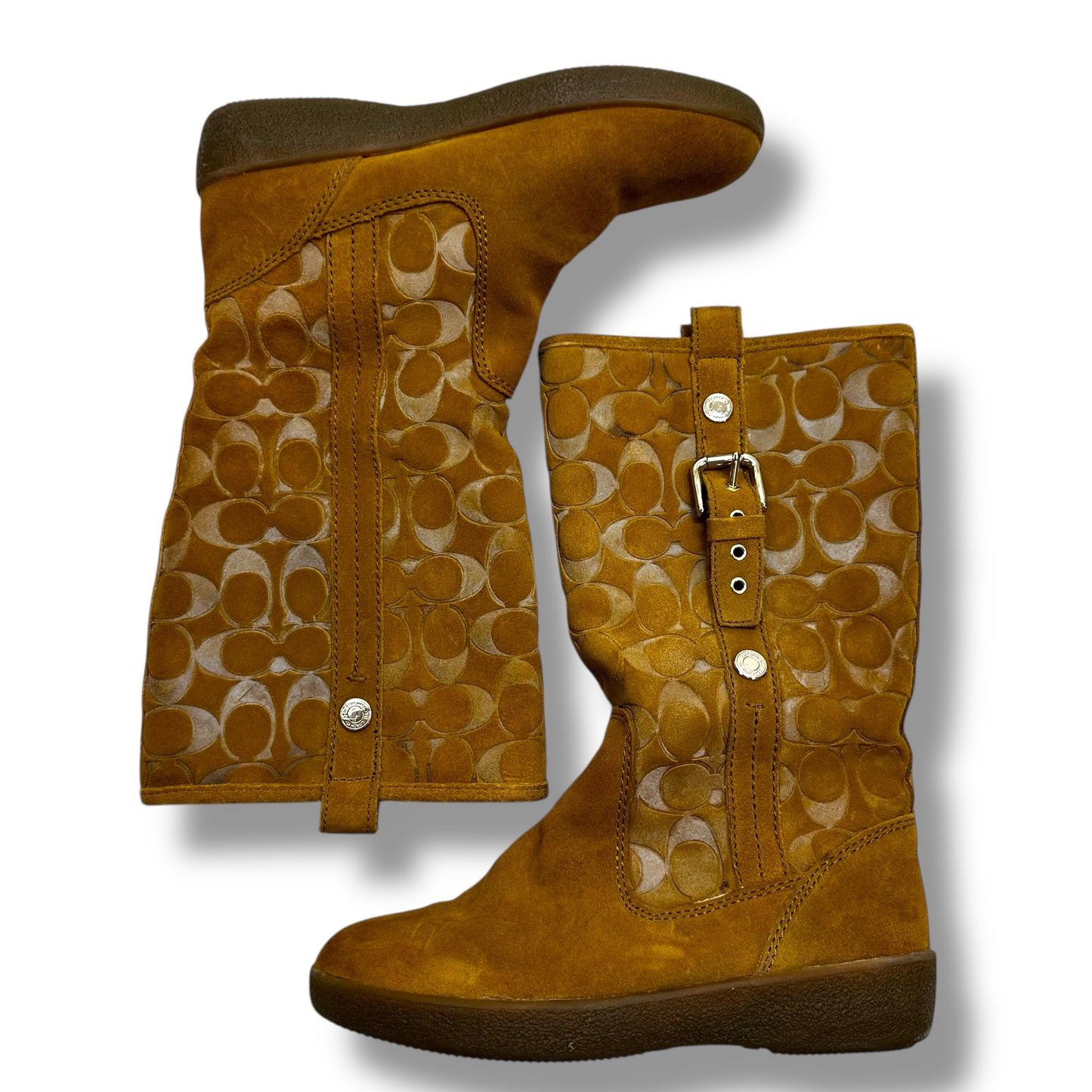 Boots Designer By Coach In Brown, Size: 6.5