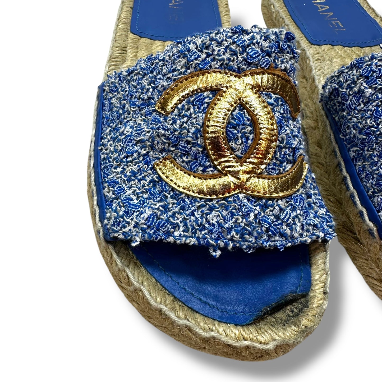 Sandals Luxury Designer By Chanel In Blue, Size: 37