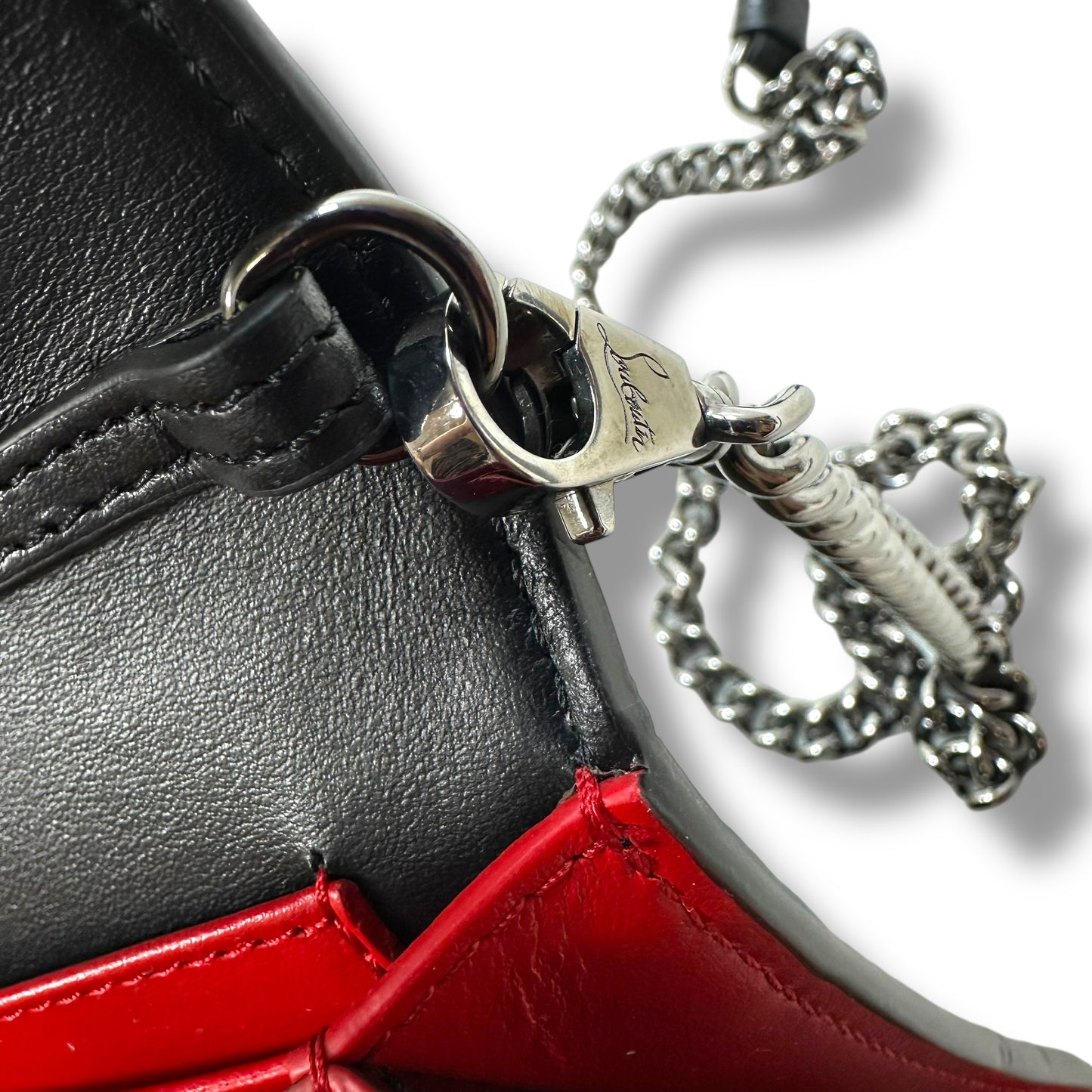 Paloma Clutch - Grained calf leather and spikes Loubinthesky - Black Crossbody Luxury Designer By Christian Louboutin, Size: Small