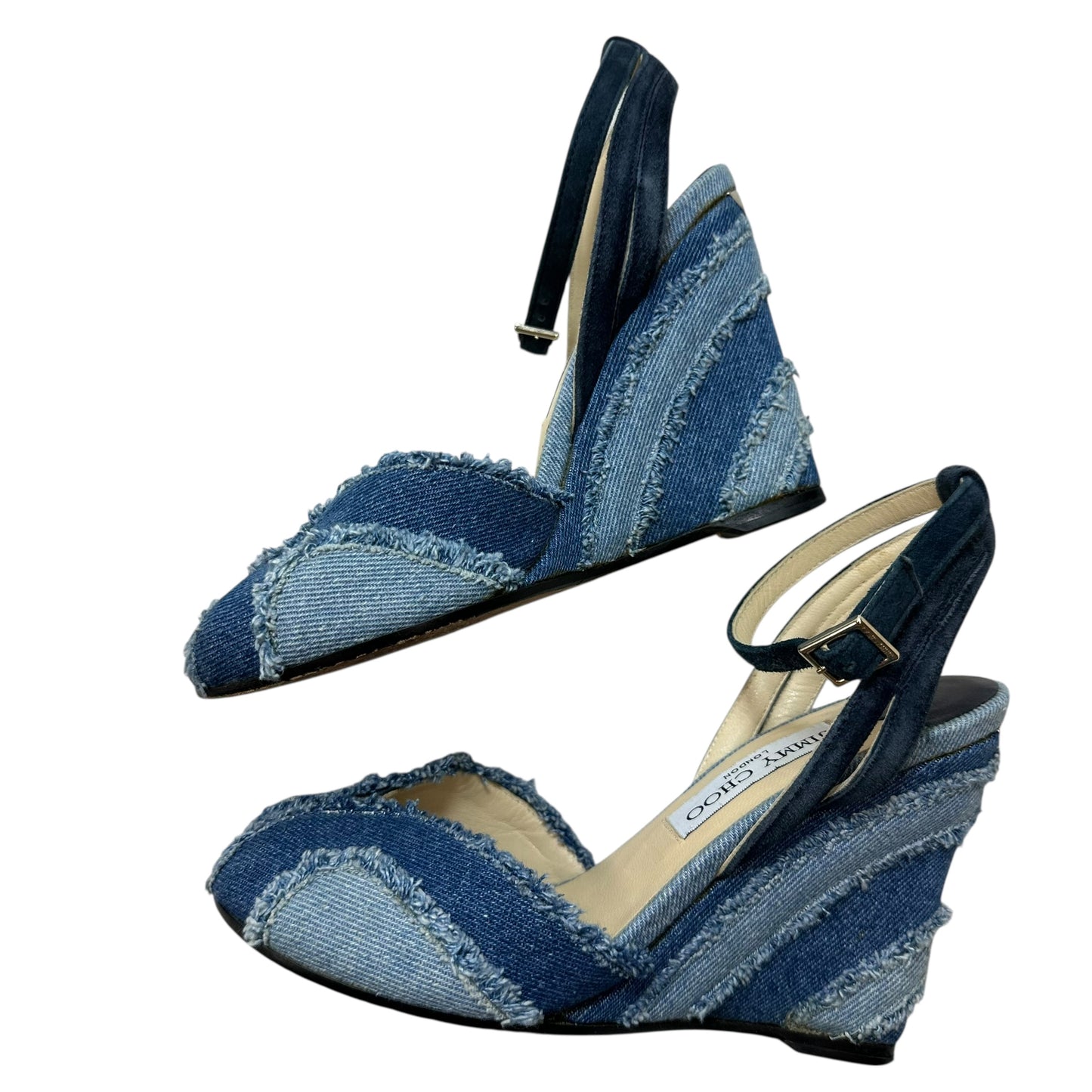 Sandals Luxury Designer By Jimmy Choo In Blue Denim, Size: 6
