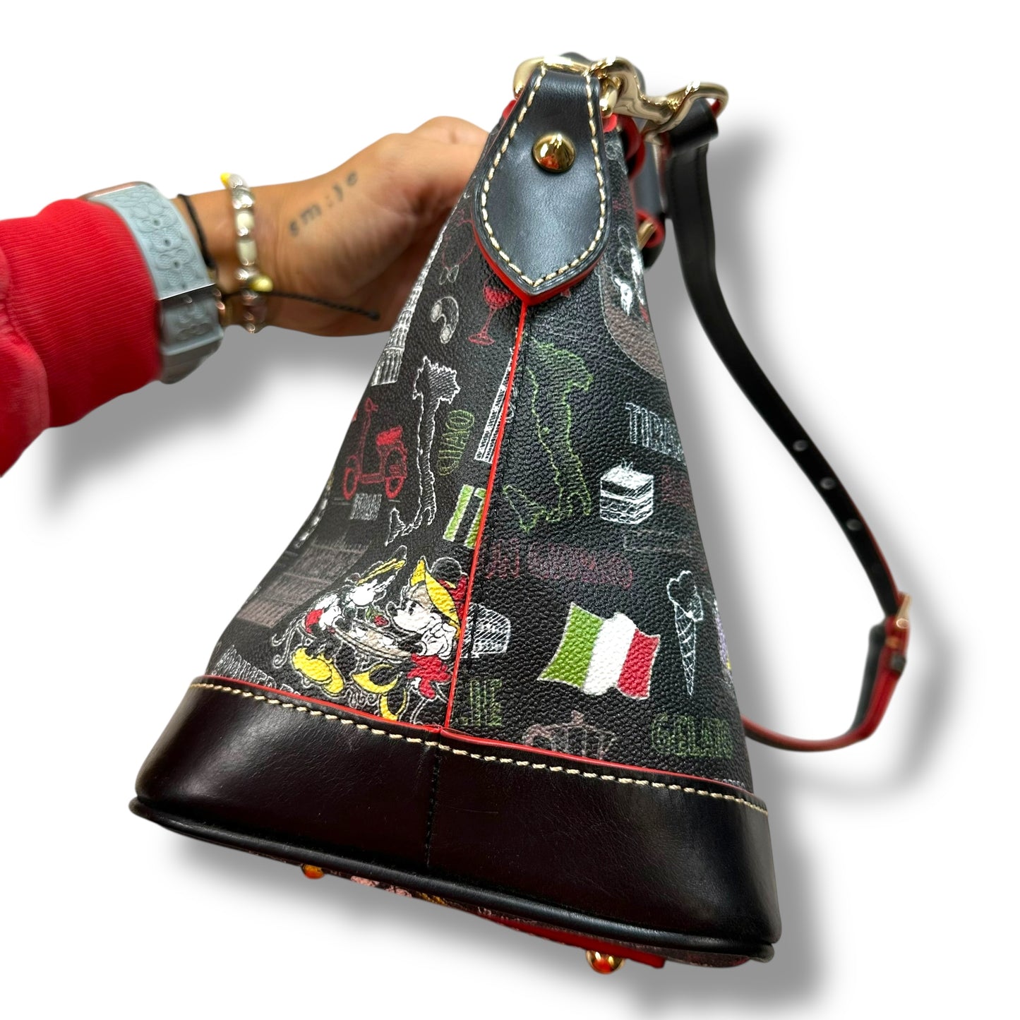 Disney Italy Satchel Handbag Designer By Dooney And Bourke, Size: Medium