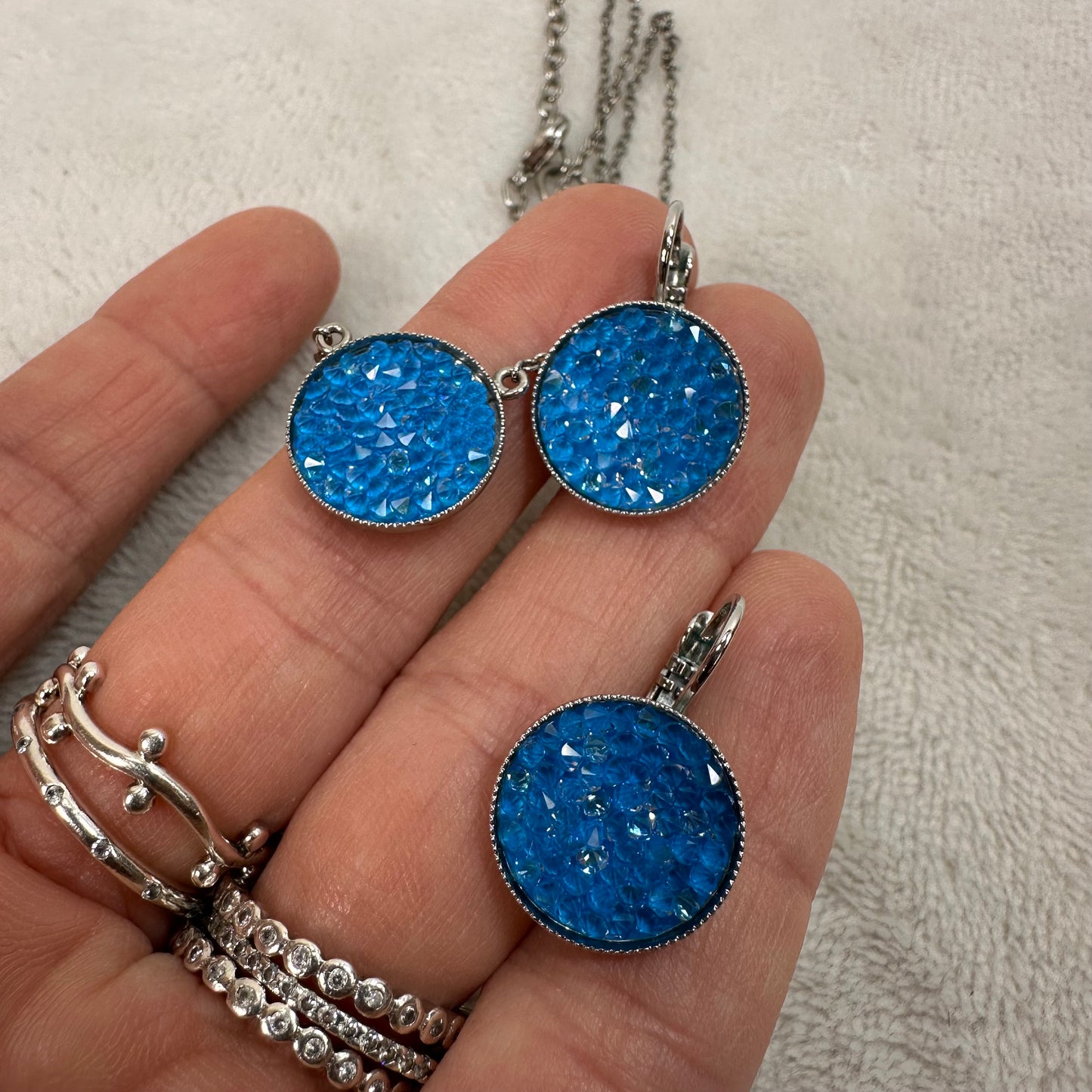 Blue Necklace & earrings Set By Sabika, Size: 02 Piece Set