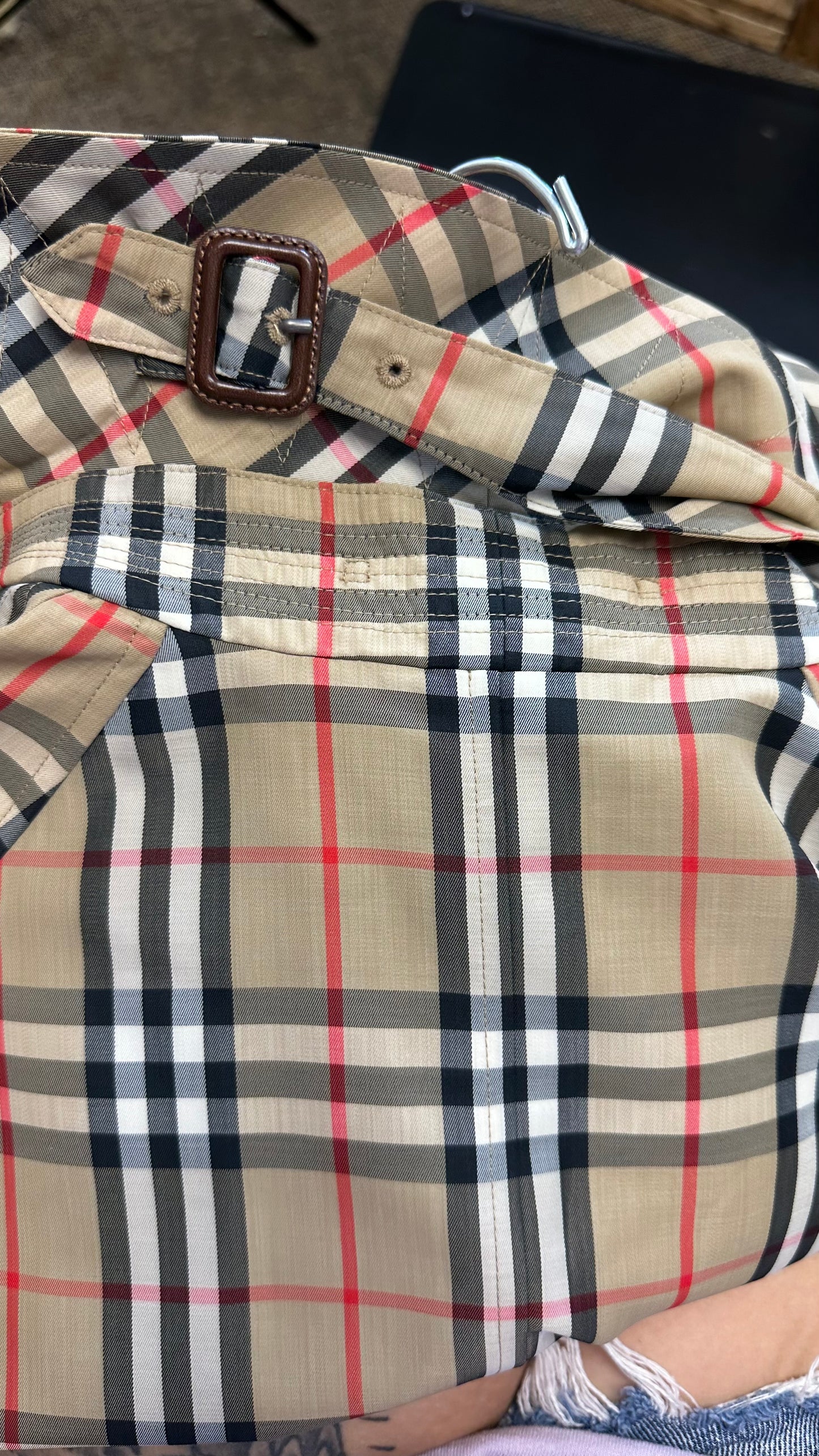 Jacket Luxury Designer By Burberry In Plaid Pattern, Size: 12