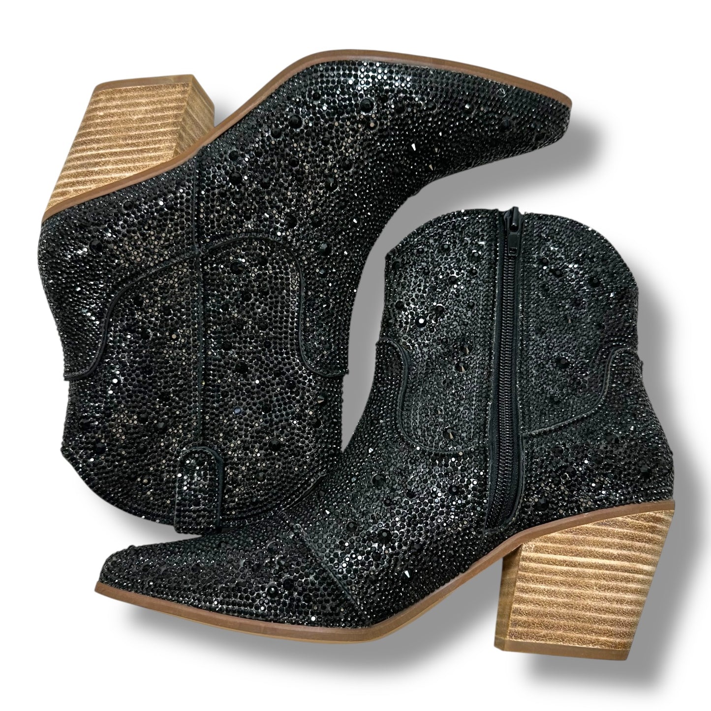 Boots Ankle Heels By Clothes Mentor In Black, Size: 8