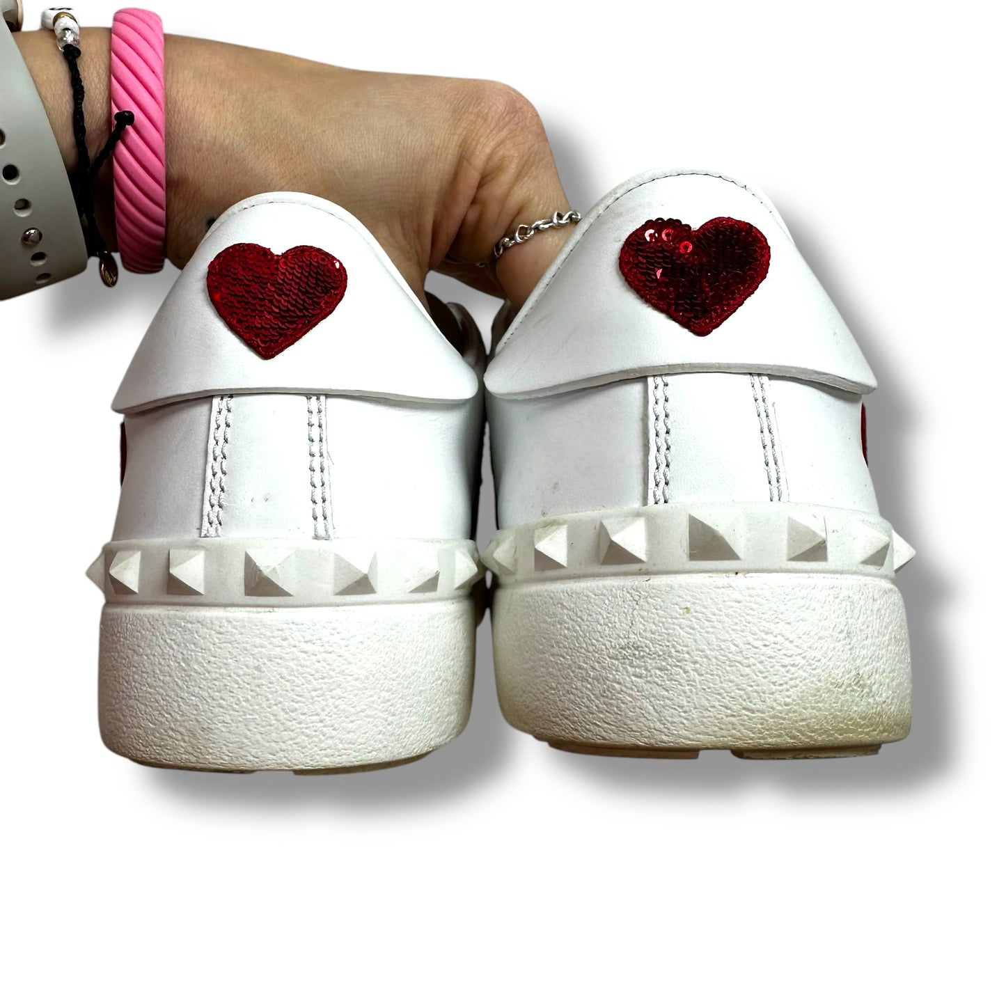 Hearts Shoes Luxury Designer By Valentino-garavani In White, Size: 40