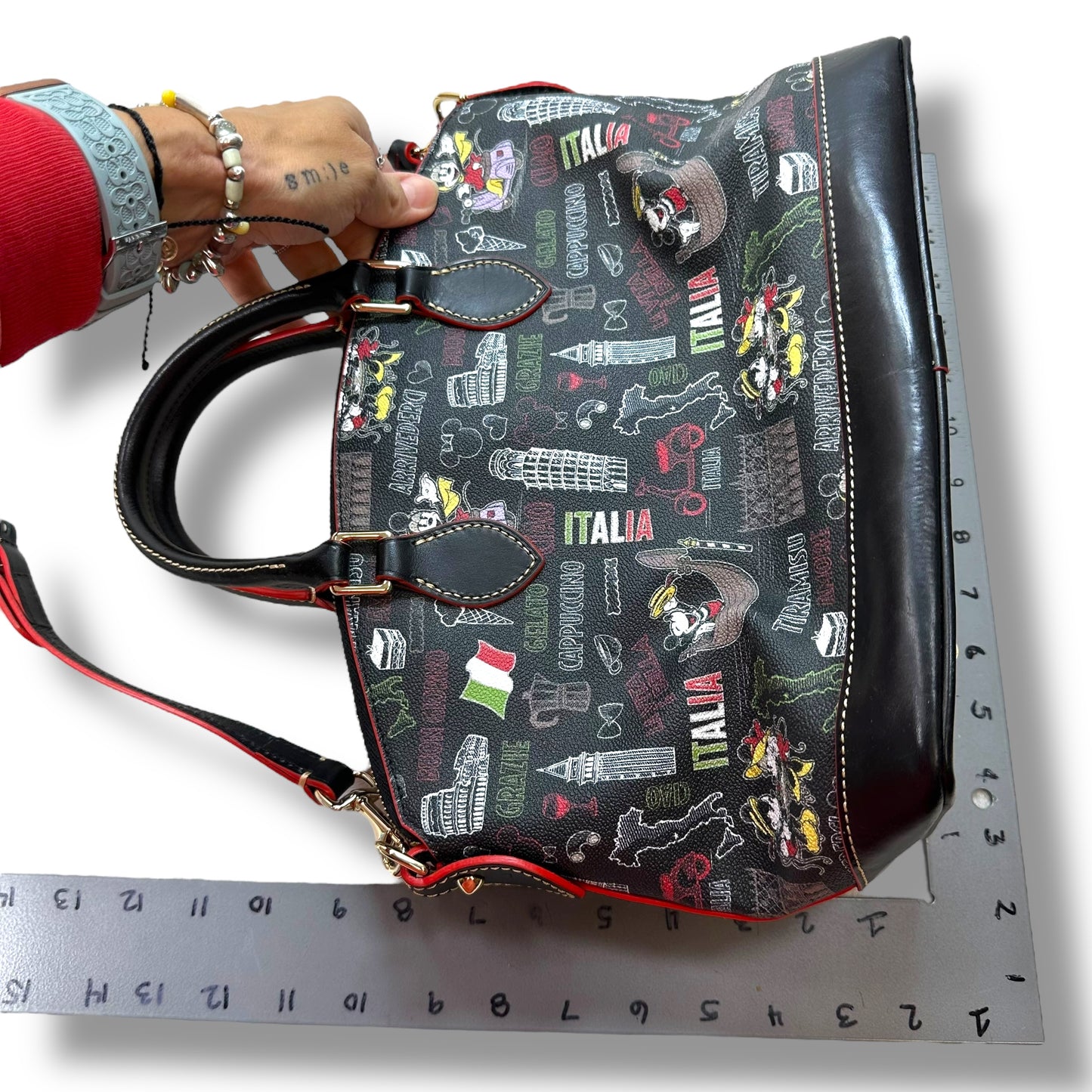 Disney Italy Satchel Handbag Designer By Dooney And Bourke, Size: Medium