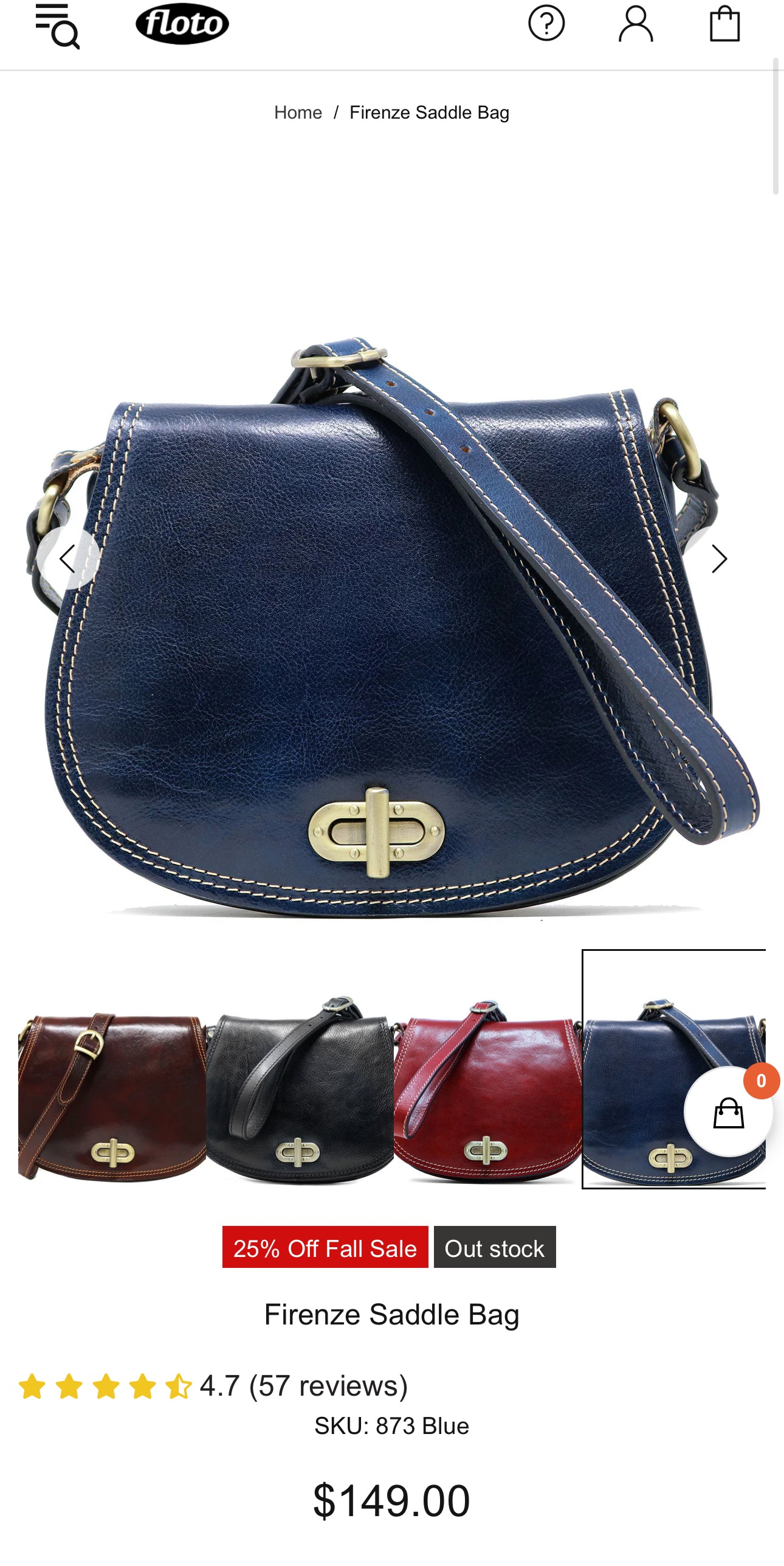 Firenze Saddle Bag Leather Crossbody By Floto, Size: Small