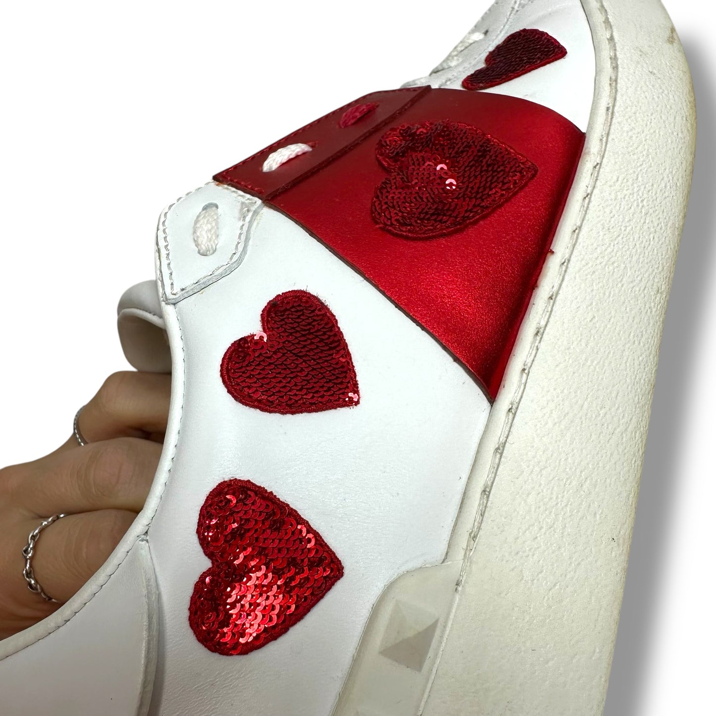 Hearts Shoes Luxury Designer By Valentino-garavani In White, Size: 40