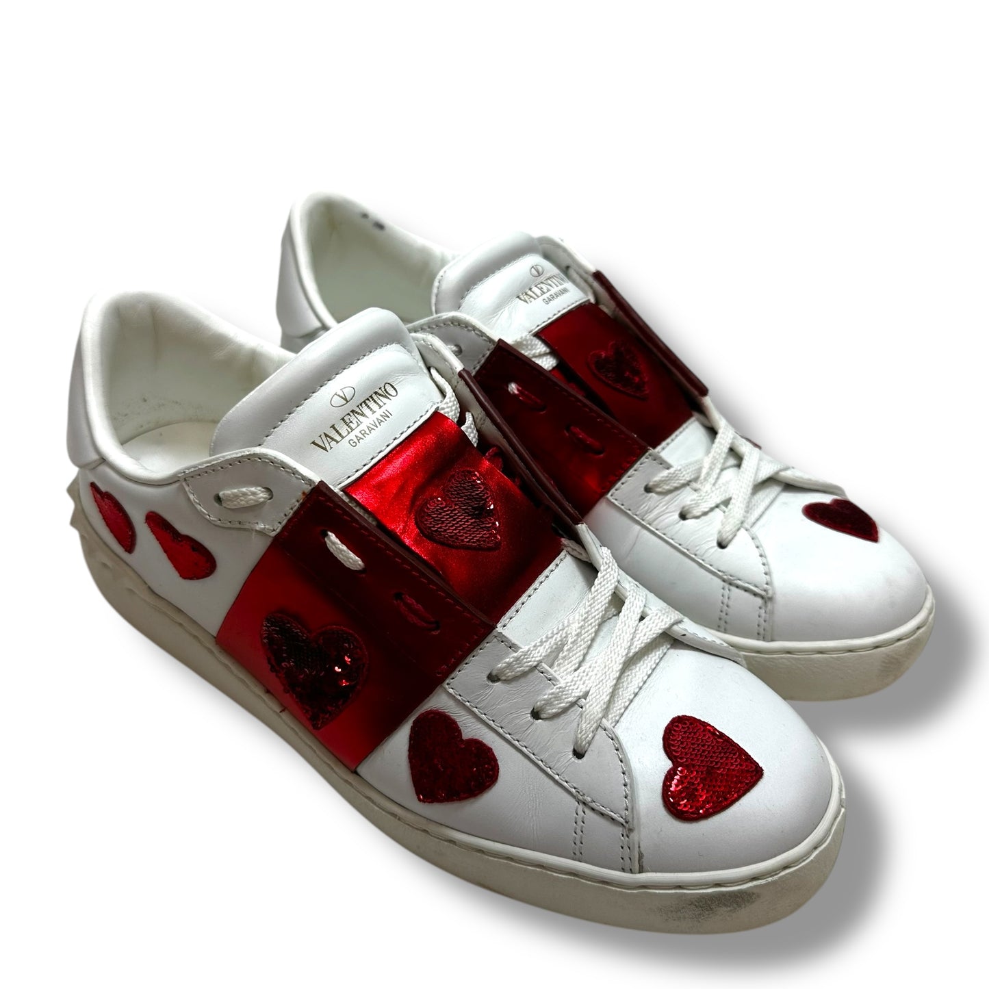 Hearts Shoes Luxury Designer By Valentino-garavani In White, Size: 40