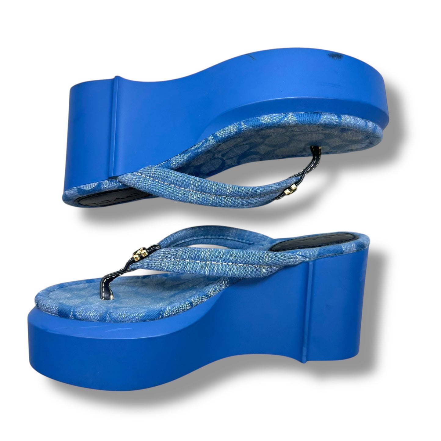 Franki Flip Flop platform Sandals Designer By Coach In Blue, Size: 6
