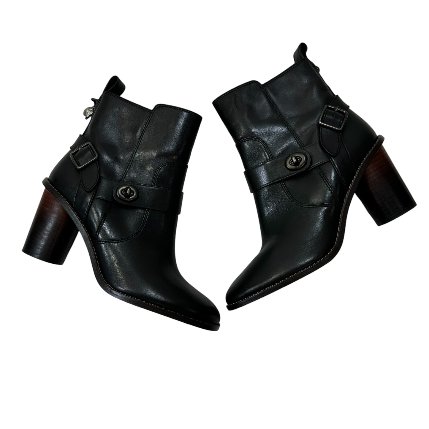 Boots Ankle Heels By Coach In Black, Size: 7