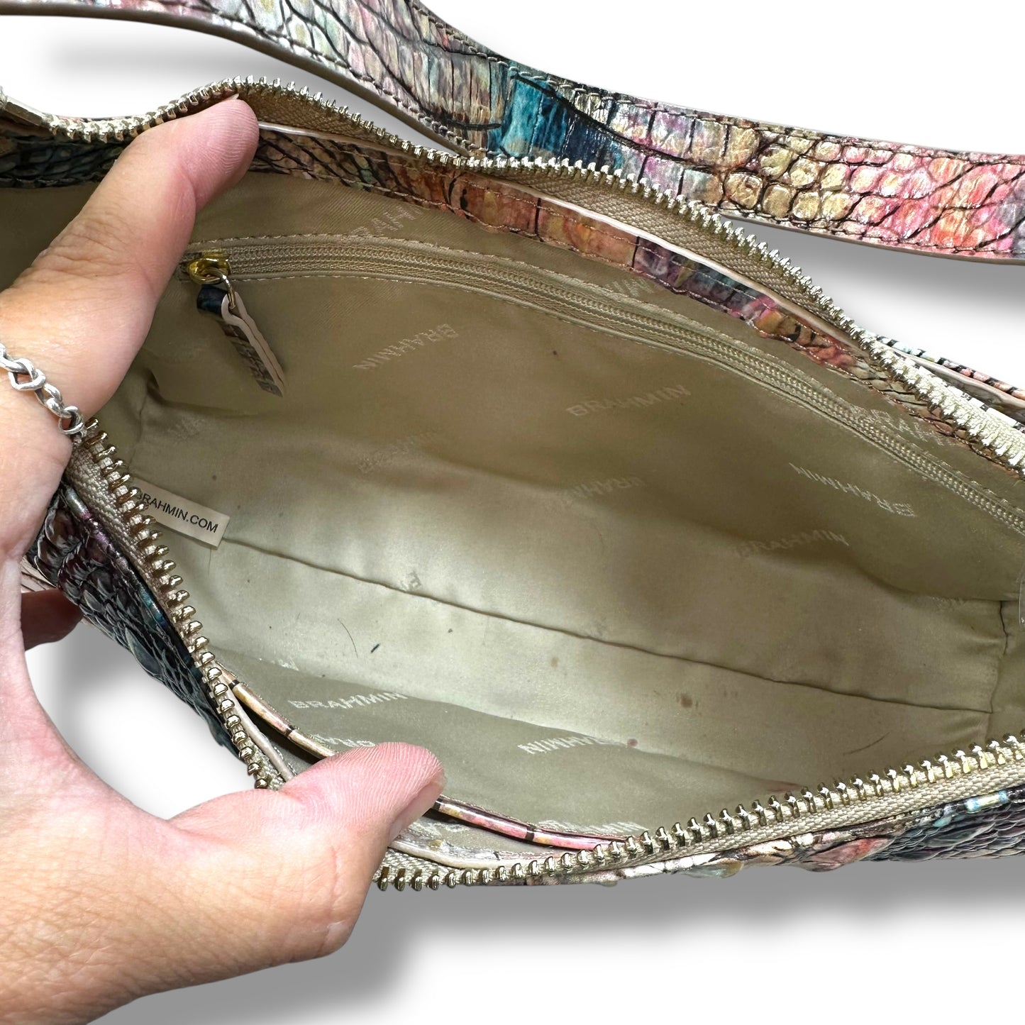 Kyrie Small Embossed Leather Shoulder Bag Handbag Designer By Brahmin, Size: Small