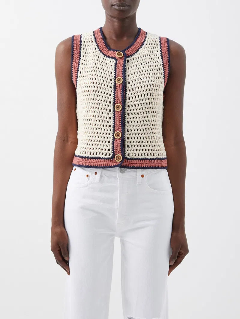 90s cardigan sweater Vest By REDONE In Ivory, Size: Xs