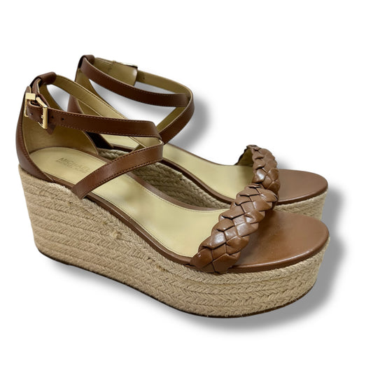 Sandals Heels Wedge By Michael By Michael Kors In Tan, Size: 9